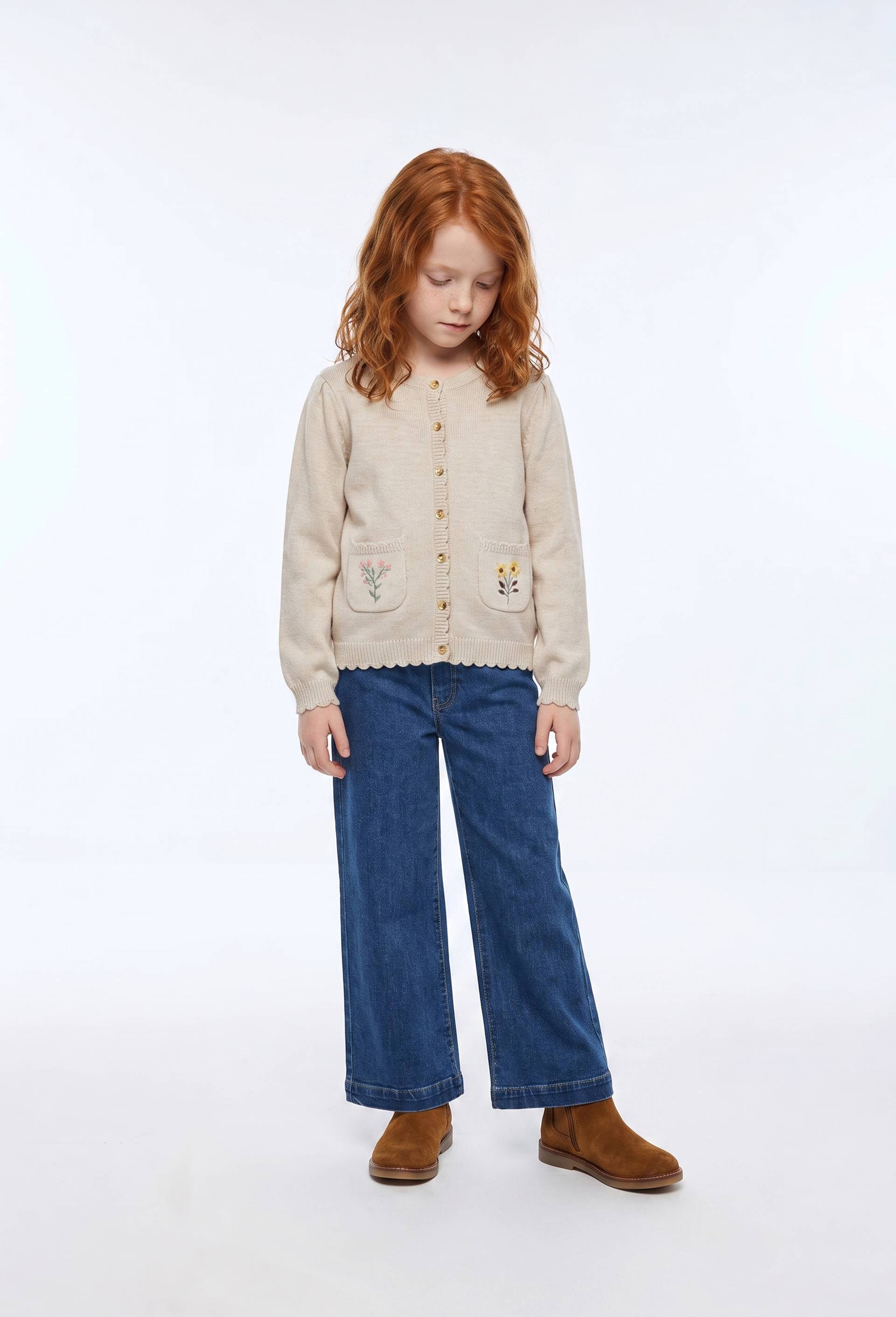 Jean large en coton, Bleu fonc&eacute;, swatch image