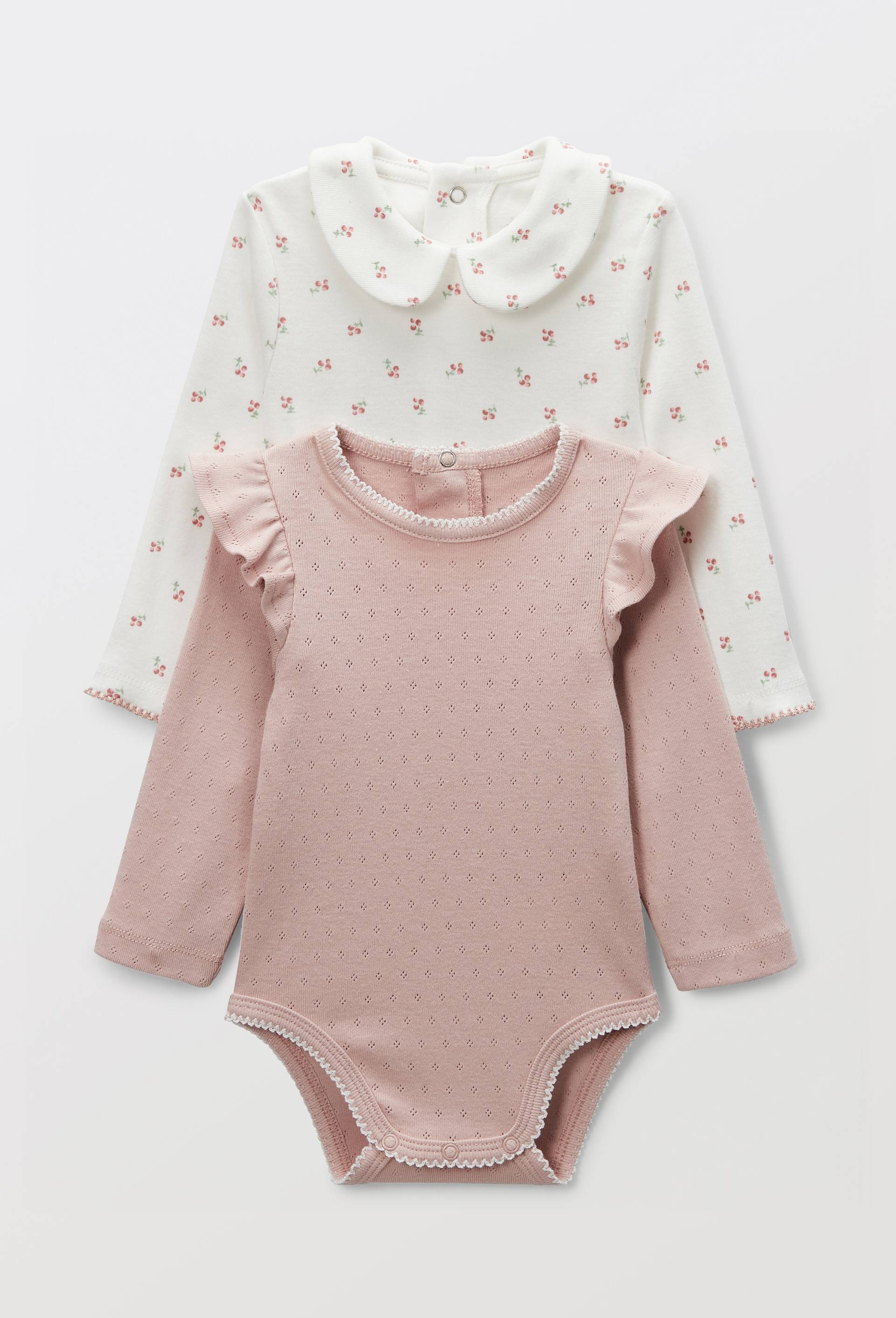 Lot de 2 bodies manches courtes imprim&eacute; en coton BIO GOTS, Rose clair, large image number 0.0