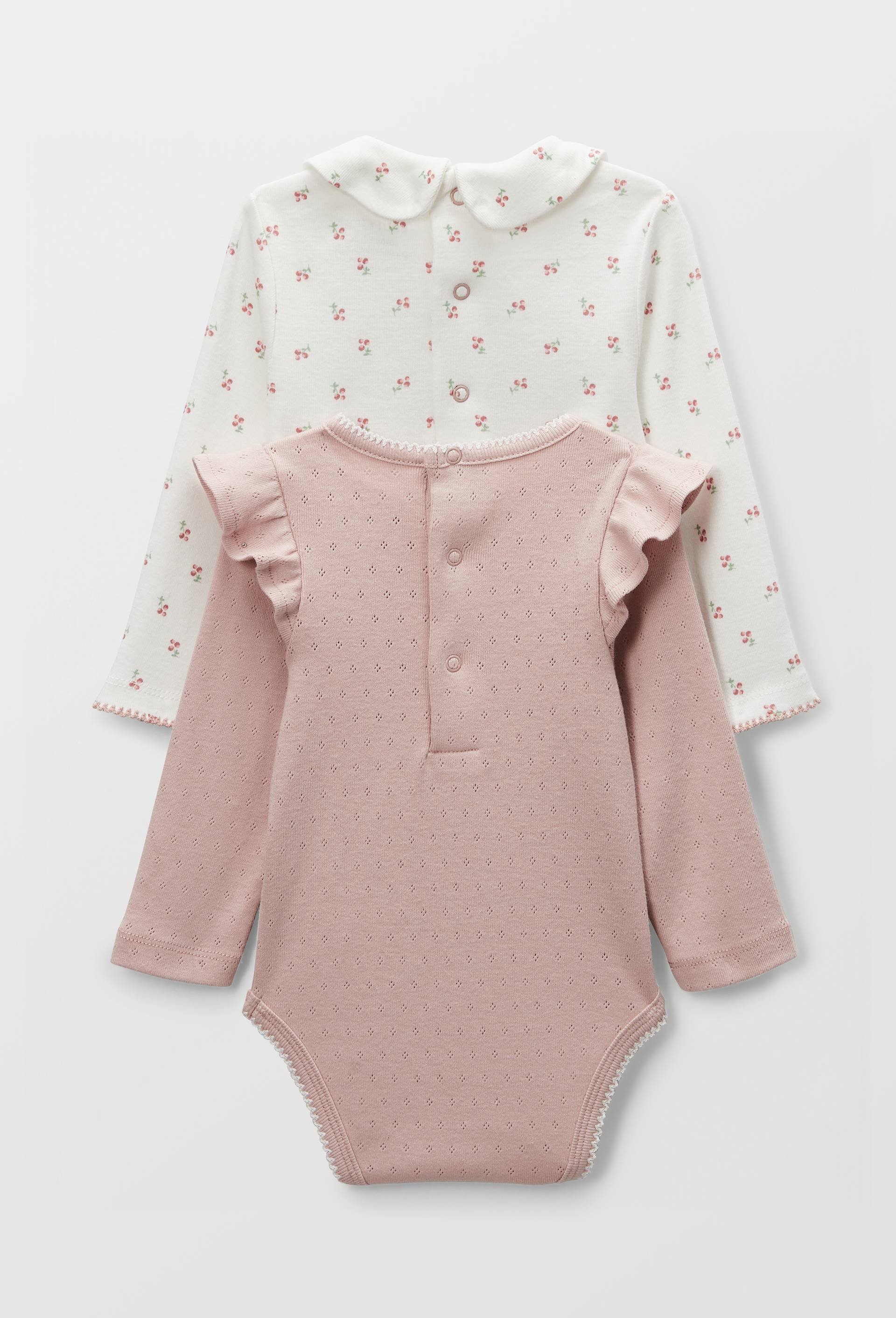 Lot de 2 bodies manches courtes imprim&eacute; en coton BIO GOTS, Rose clair, large image number 1