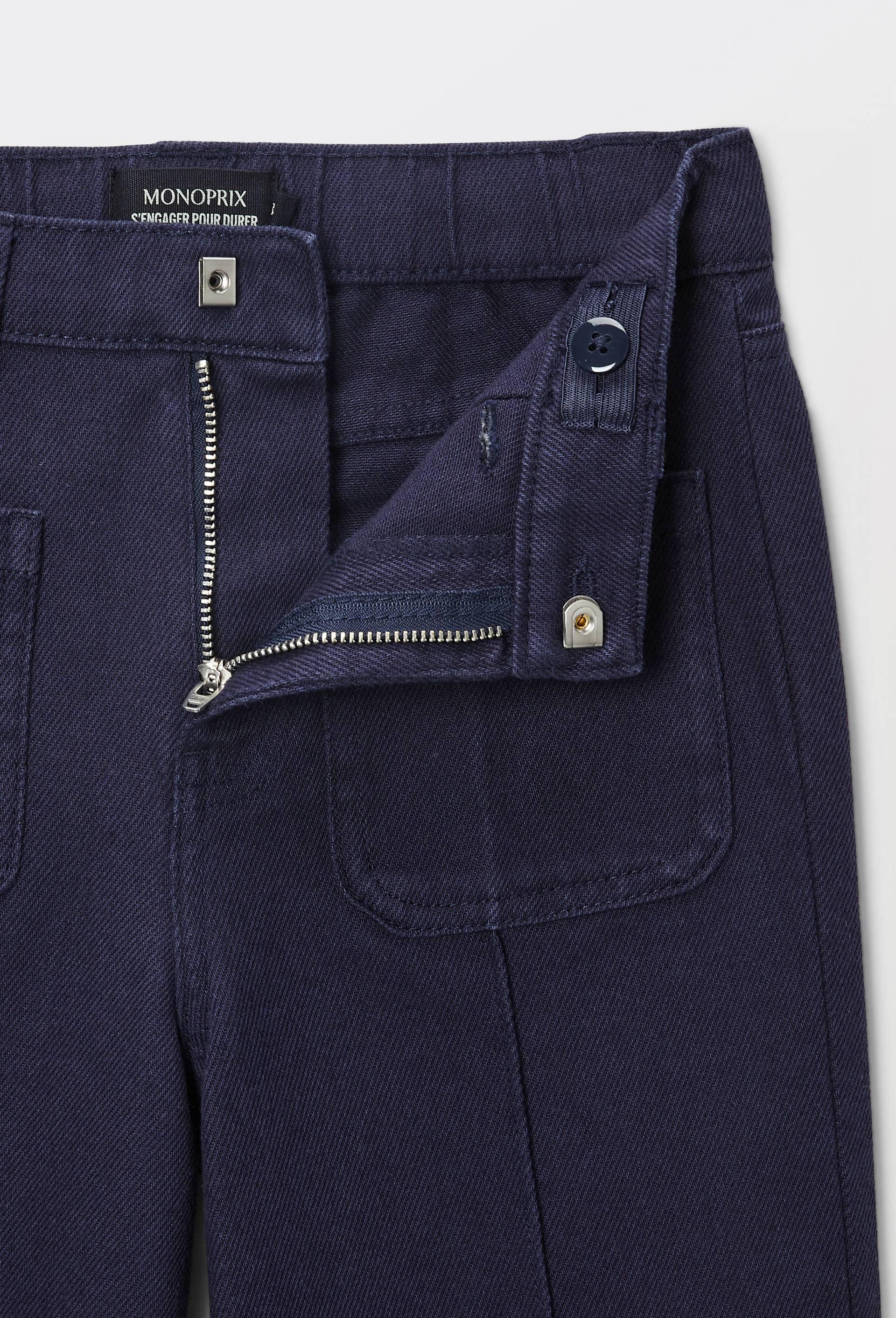 Pantalon large avec poche en coton, Bleu fonc&eacute;, large image number 3