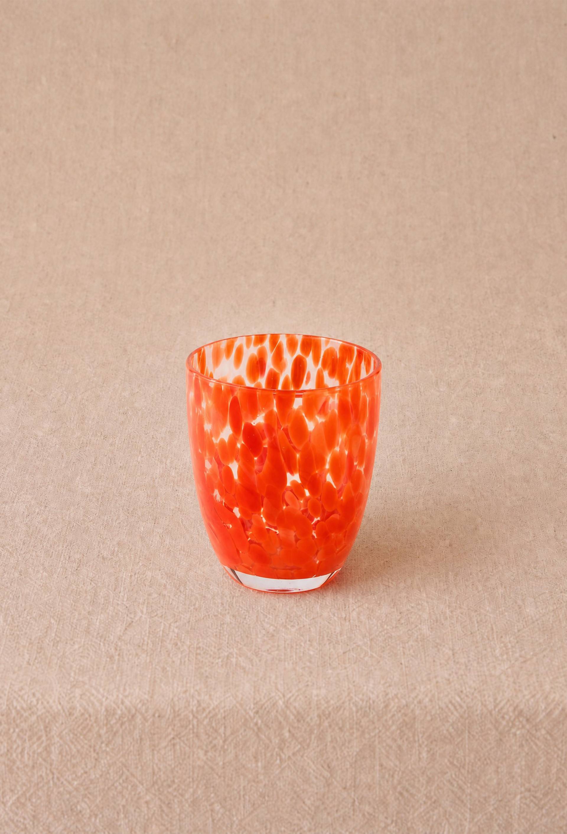 Verre &agrave; eau finition tachet&eacute;e, 25cl, Orange, large image number 0