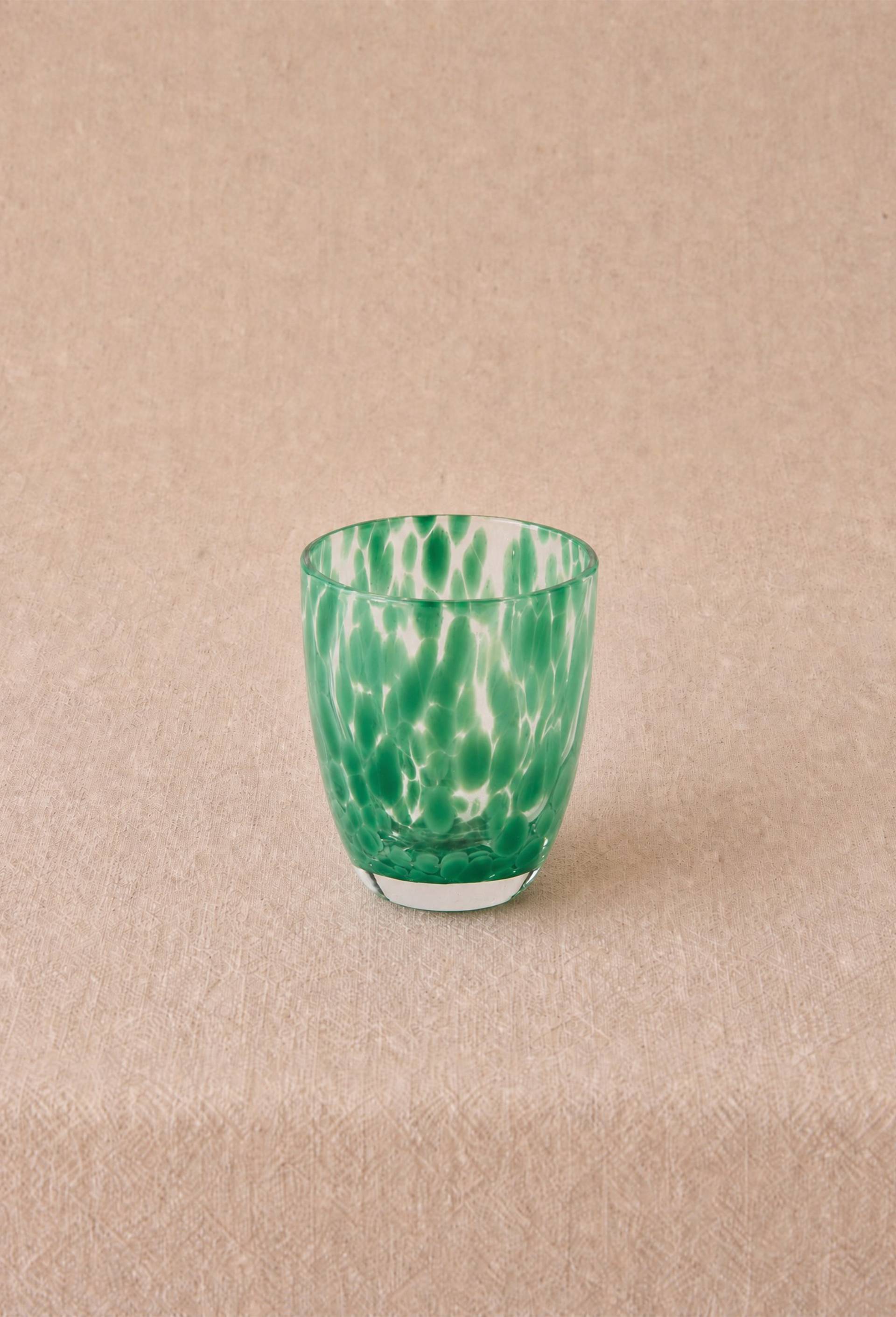 Verre &agrave; eau finition tachet&eacute;e, 25cl, Vert fonc&eacute;, large image number 0