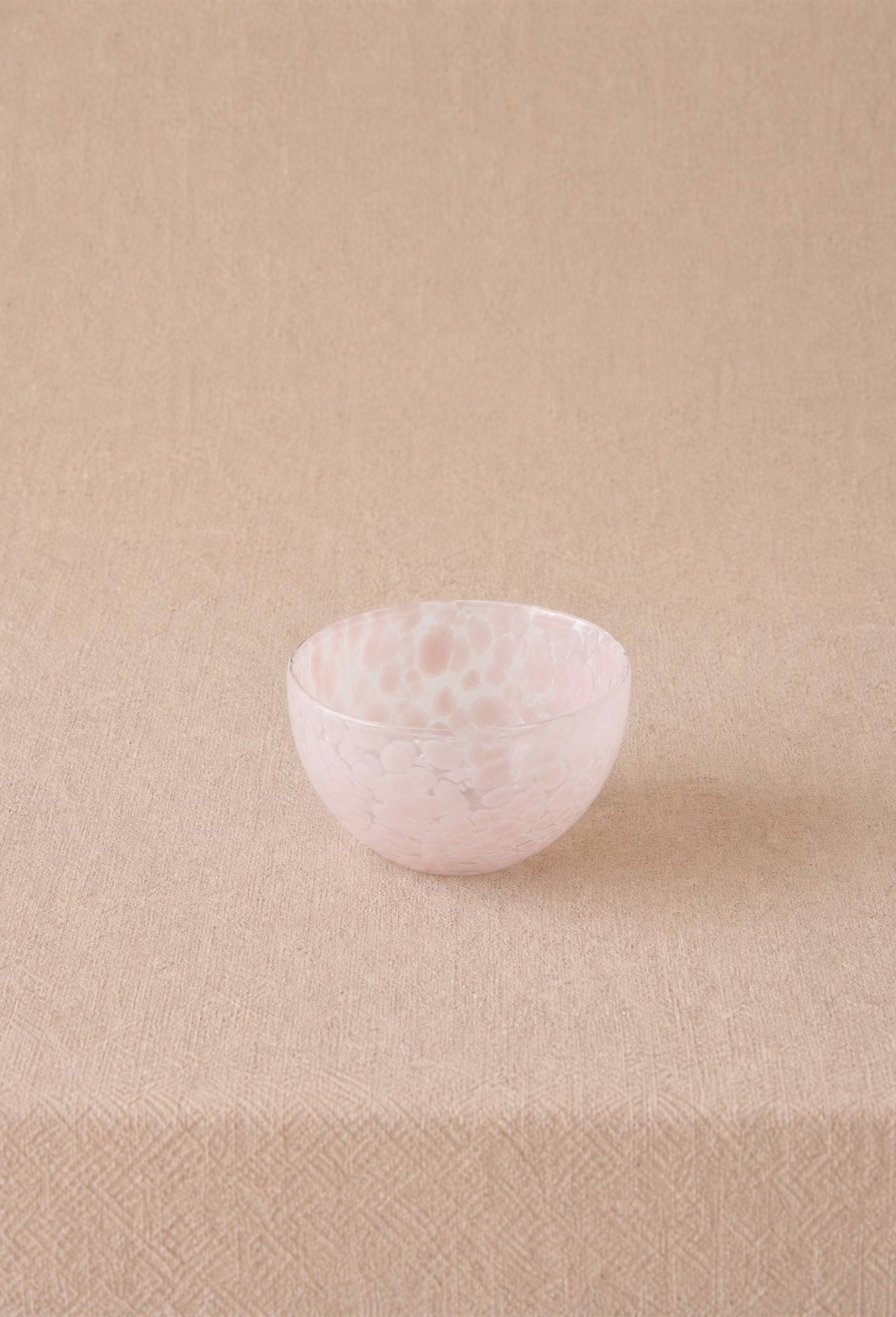 Bol finition tachet&eacute;e, 11cm, en verre, Rose clair, large image number 0.0