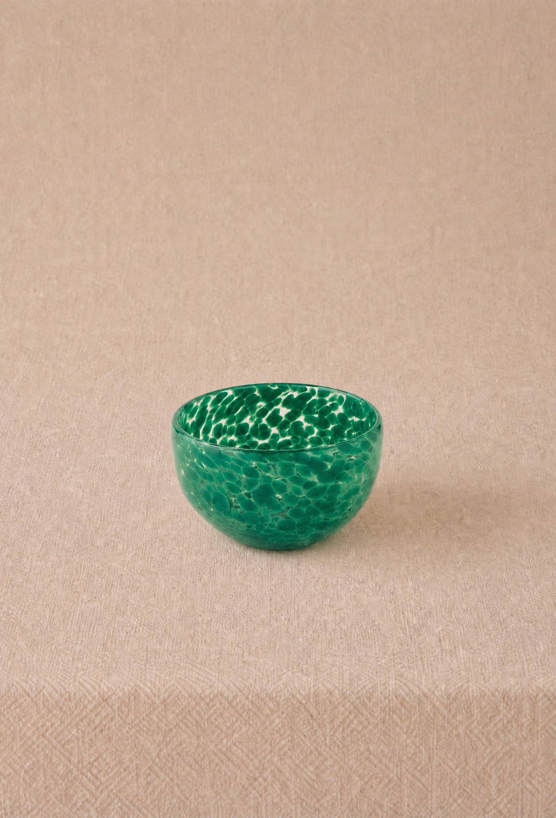 Bol finition tachet&eacute;e, 11cm, en verre, Vert fonc&eacute;, large image number 0.0