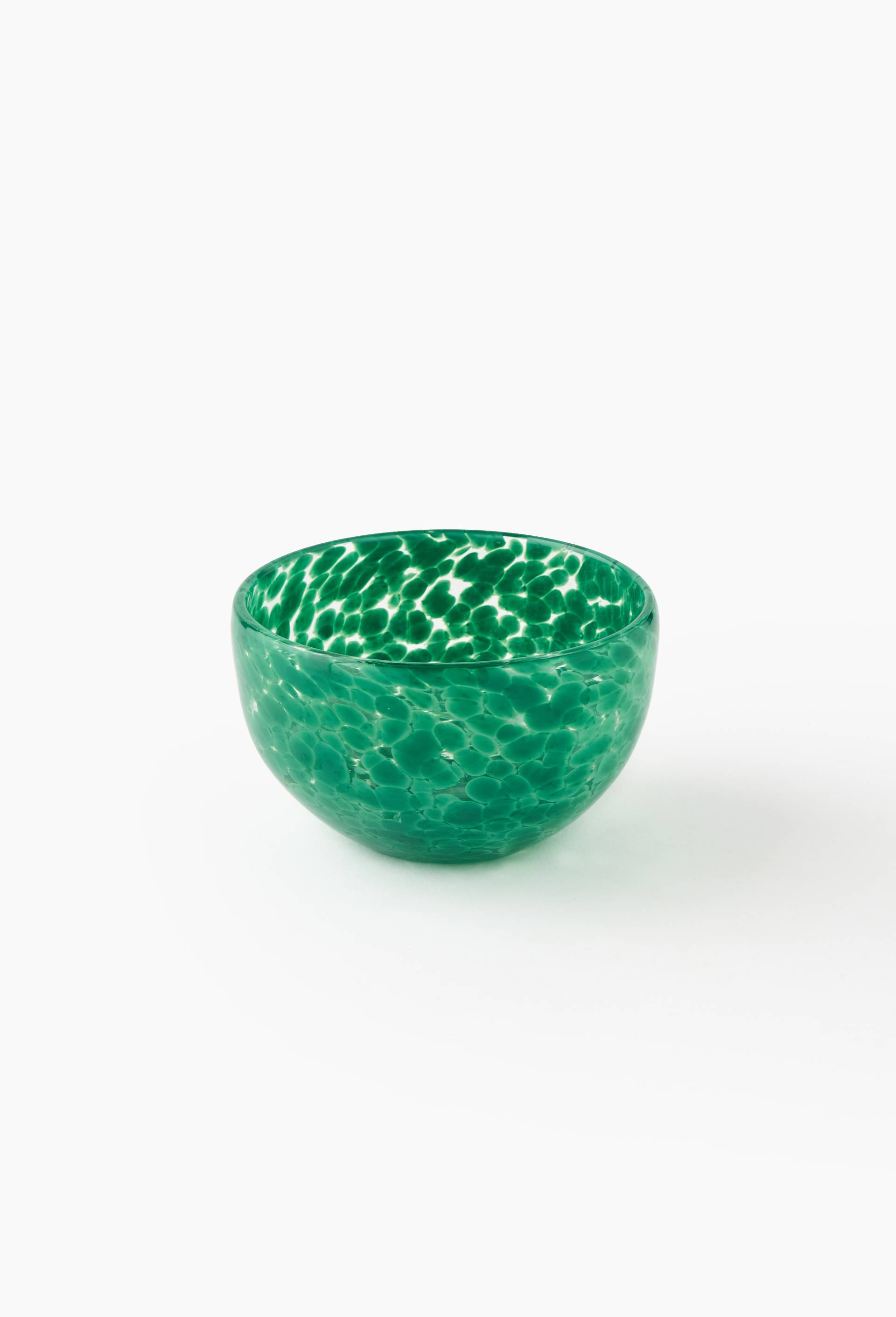 Bol finition tachet&eacute;e, 11cm, en verre, Vert fonc&eacute;, large image number 1.0