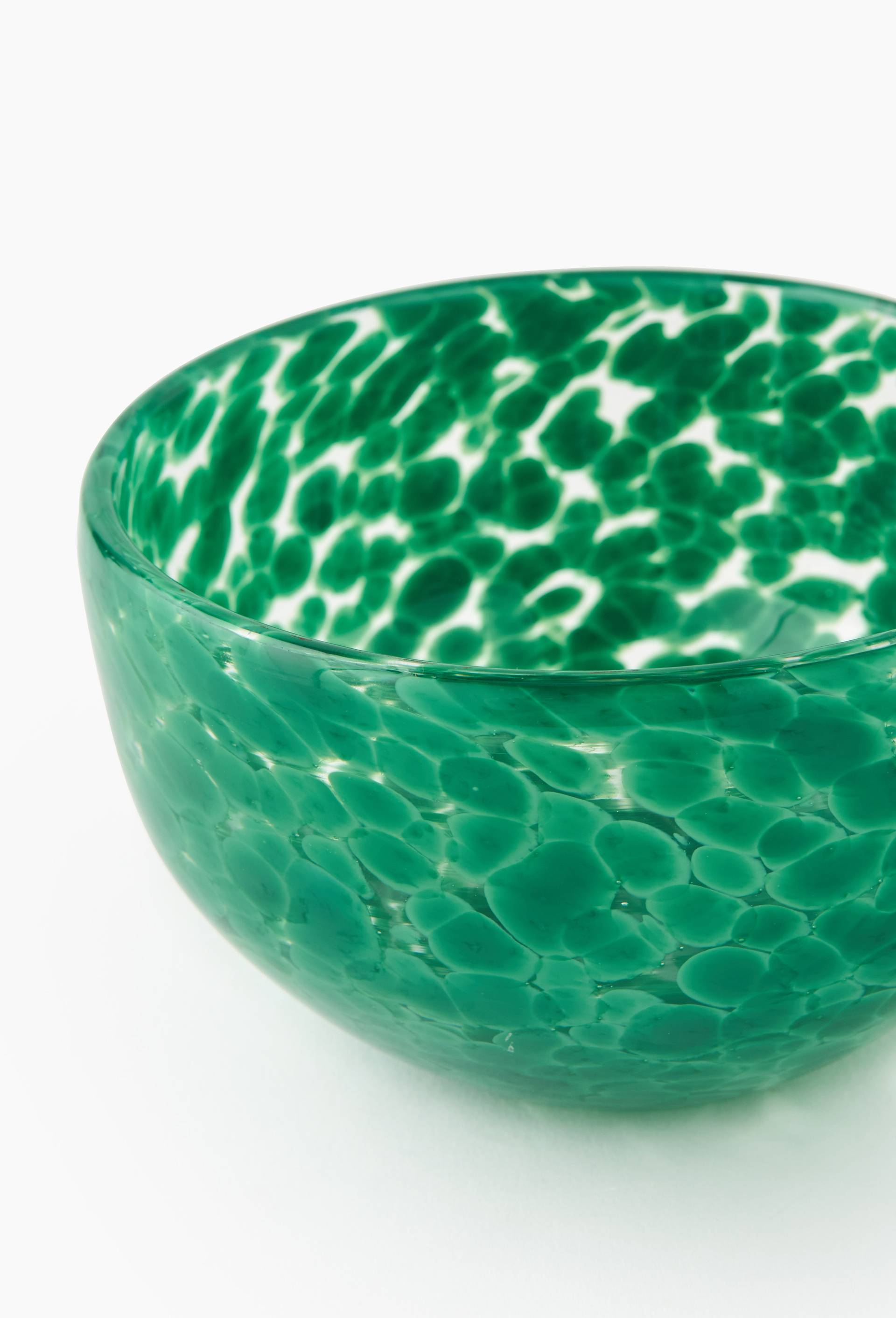 Bol finition tachet&eacute;e, 11cm, en verre, Vert fonc&eacute;, large image number 2
