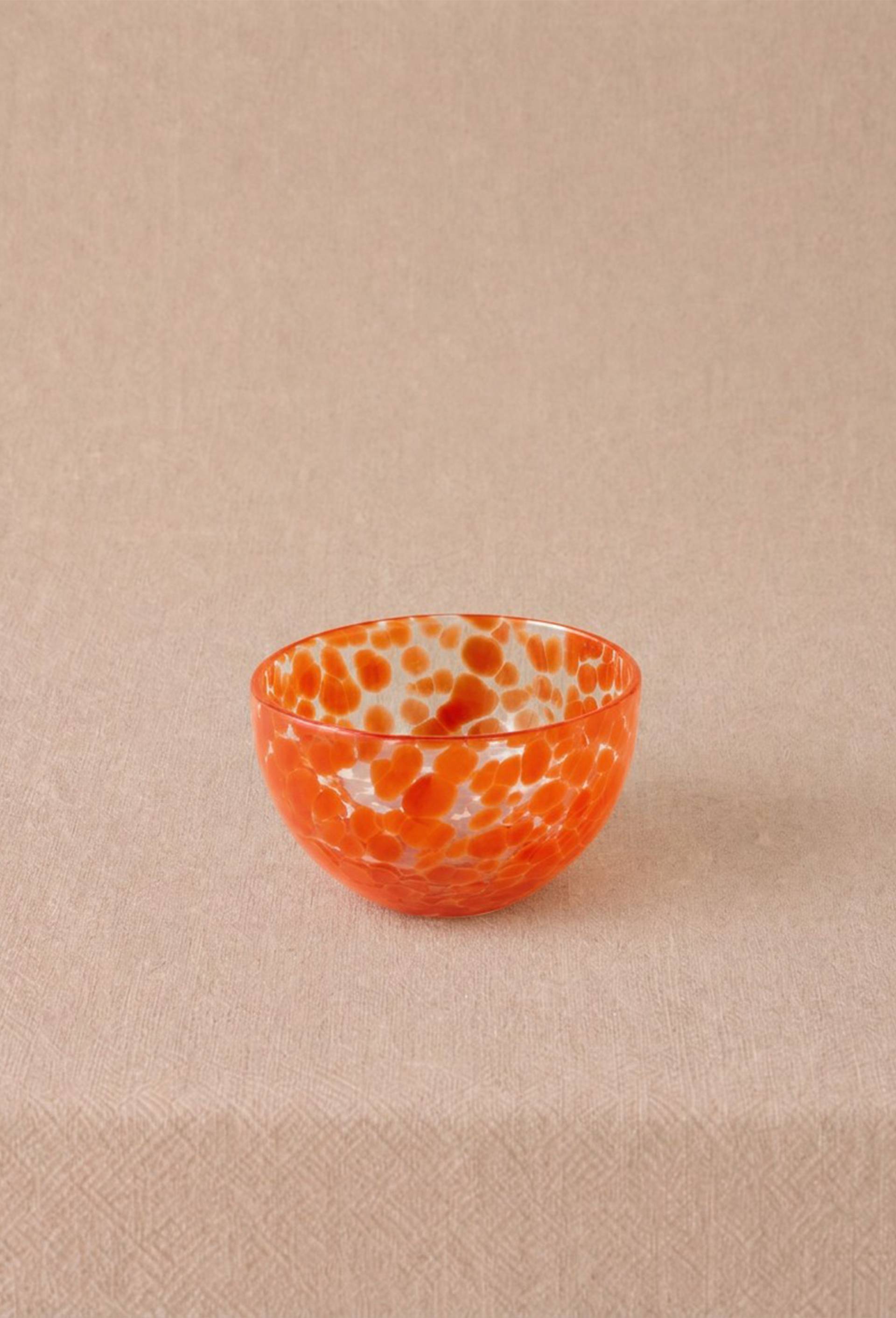 Bol finition tachet&eacute;e, 11cm, en verre, Orange, large image number 0