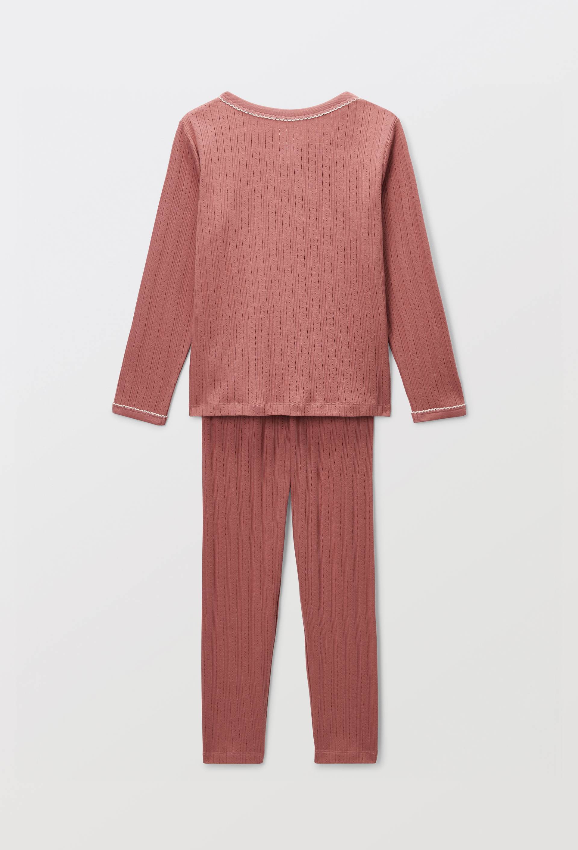 Pyjama manches longues pointelle en coton BIO GOTS, Rose fonc&eacute;, large image number 2.0
