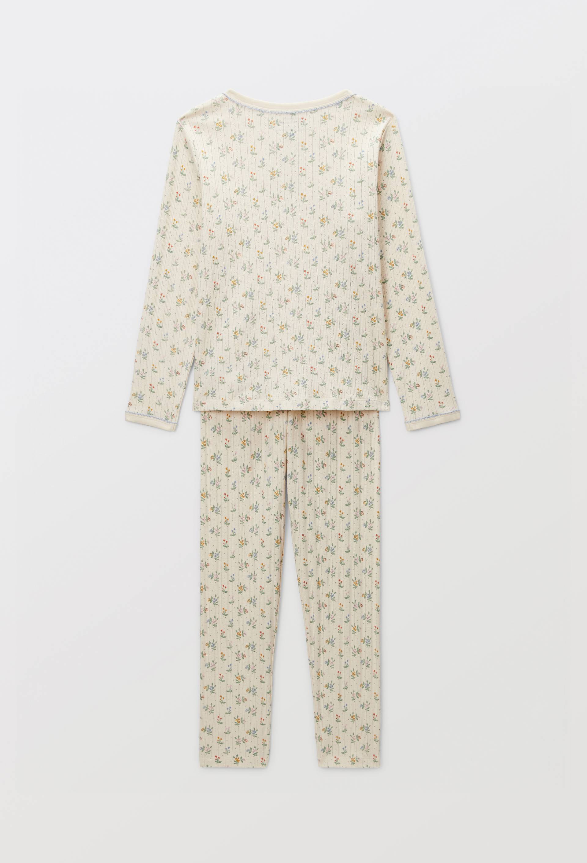 Pyjama manches longues pointelle en coton BIO GOTS, Beige clair, large image number 2.0