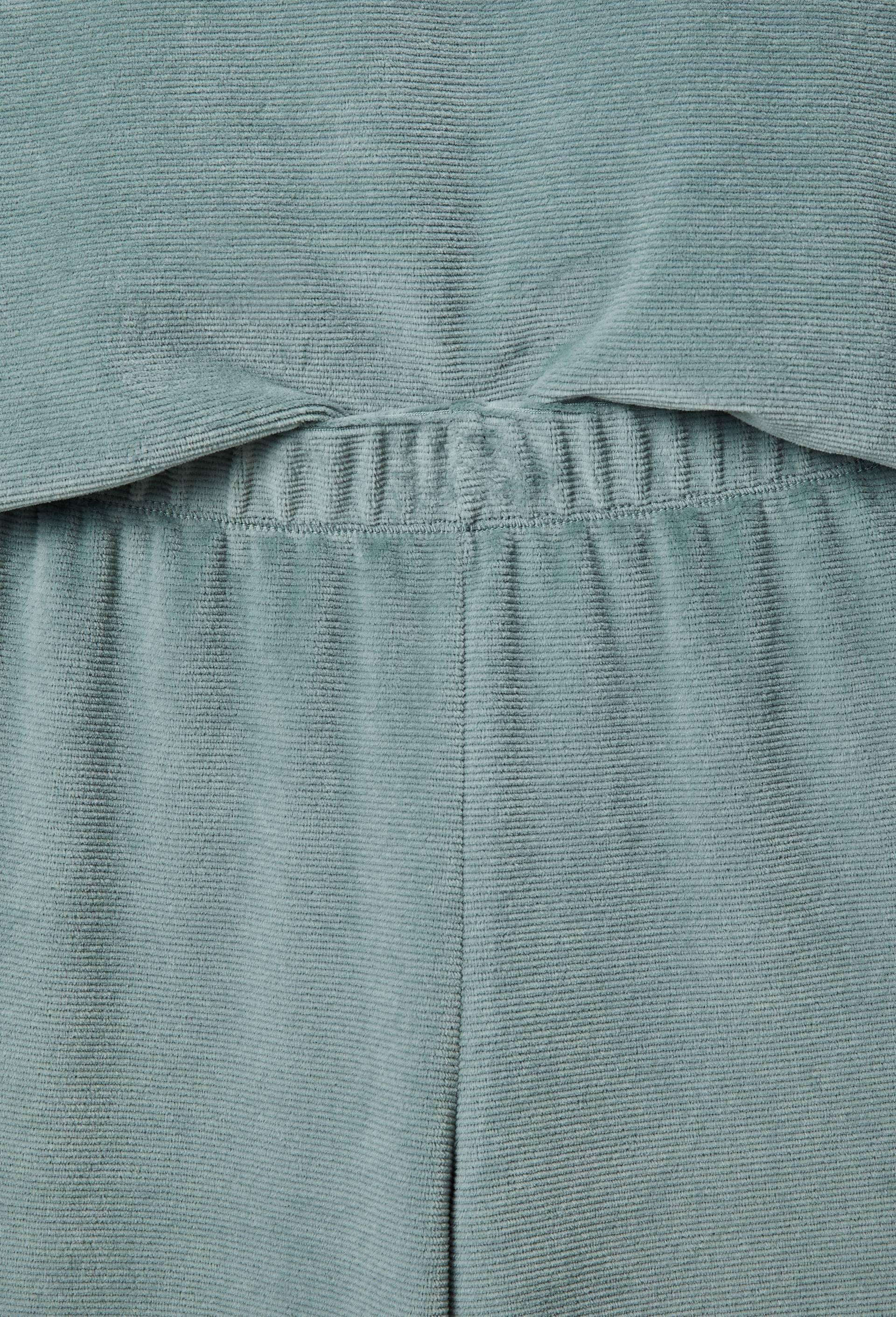 Pyjama velours c&ocirc;tel&eacute; manches longues uni contenant du coton, Vert, large image number 4