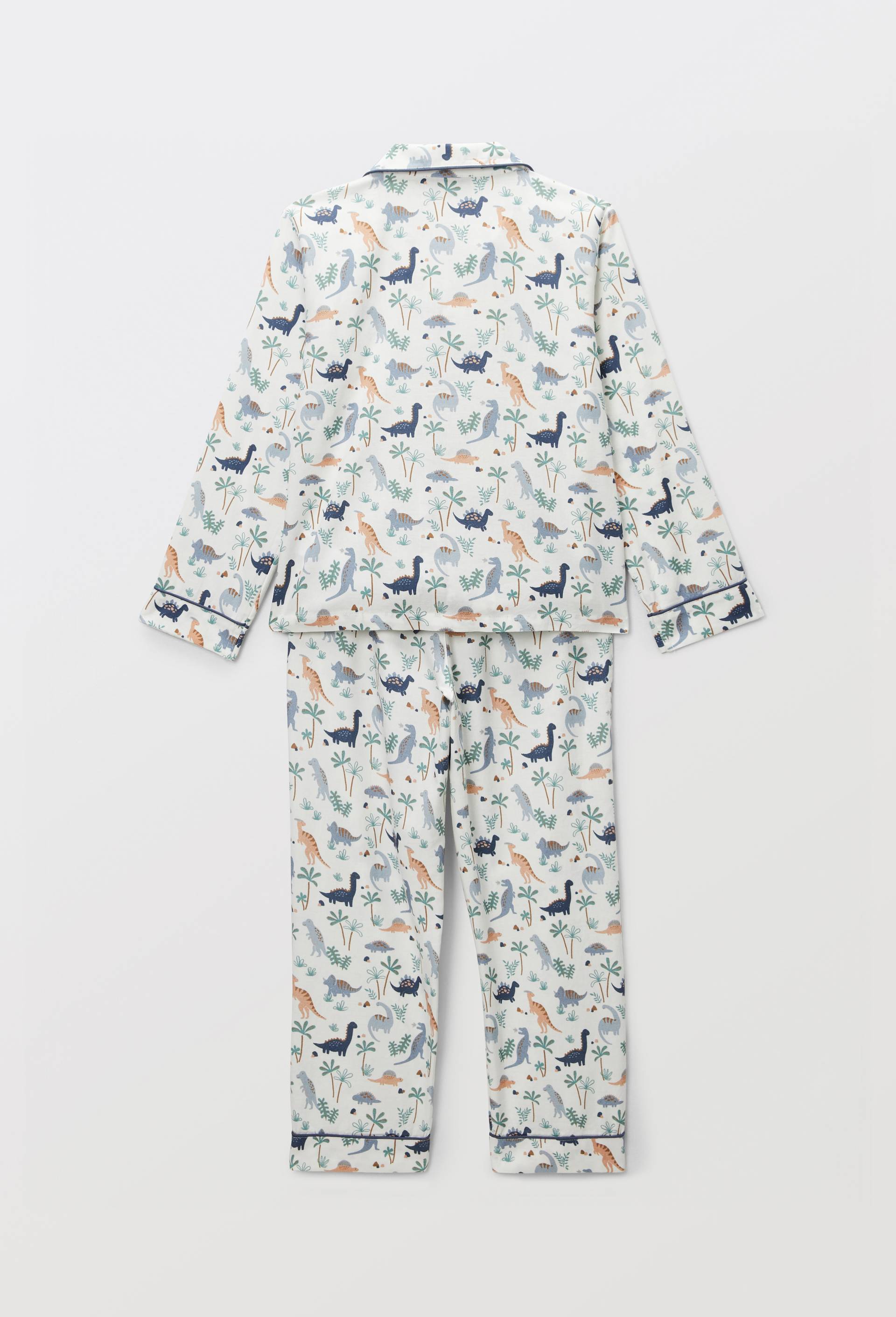 Pyjama chemise manches longues imprim&eacute; en coton BIO GOTS, Beige clair, large image number 2.0