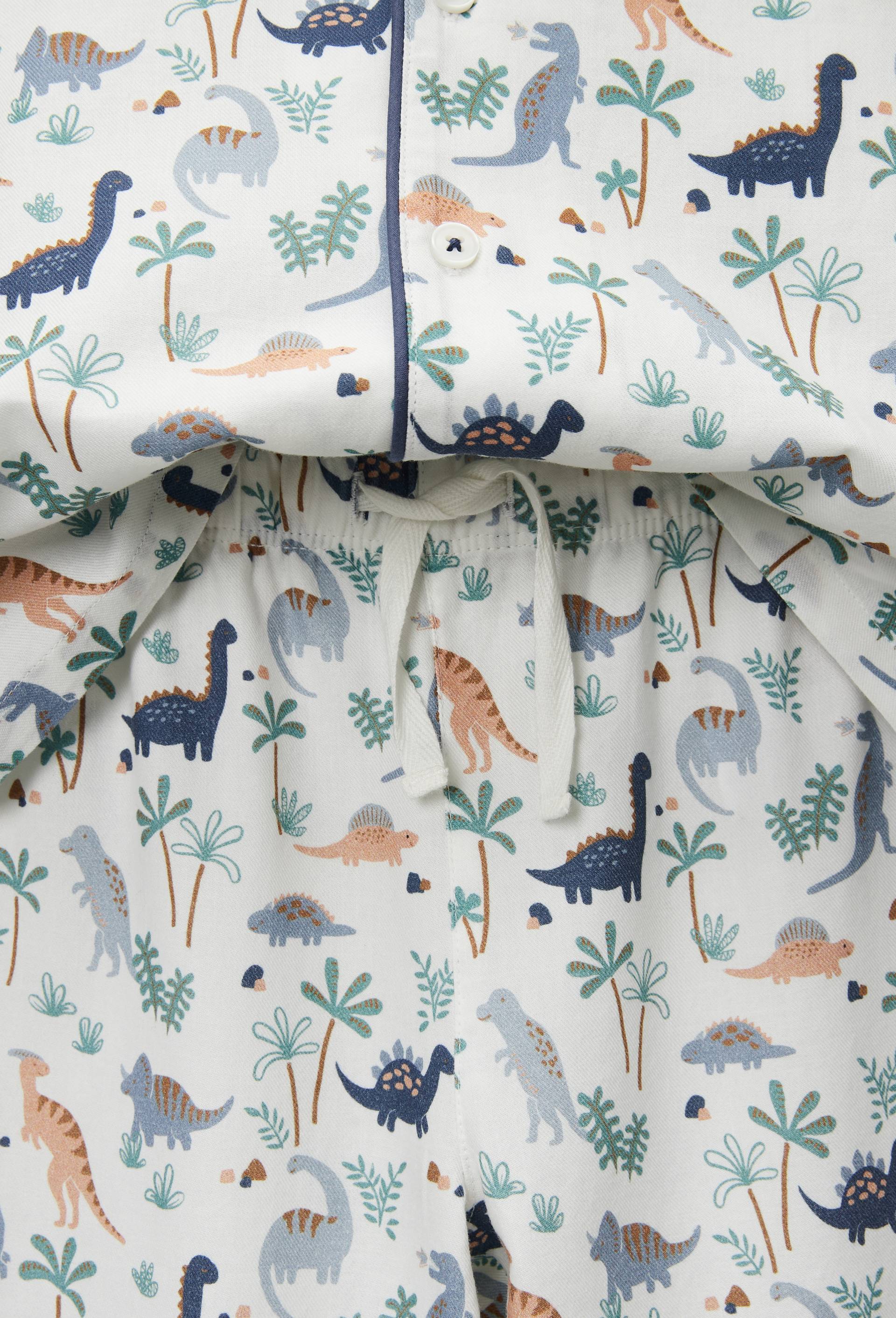 Pyjama chemise manches longues imprim&eacute; en coton BIO GOTS, Beige clair, large image number 3