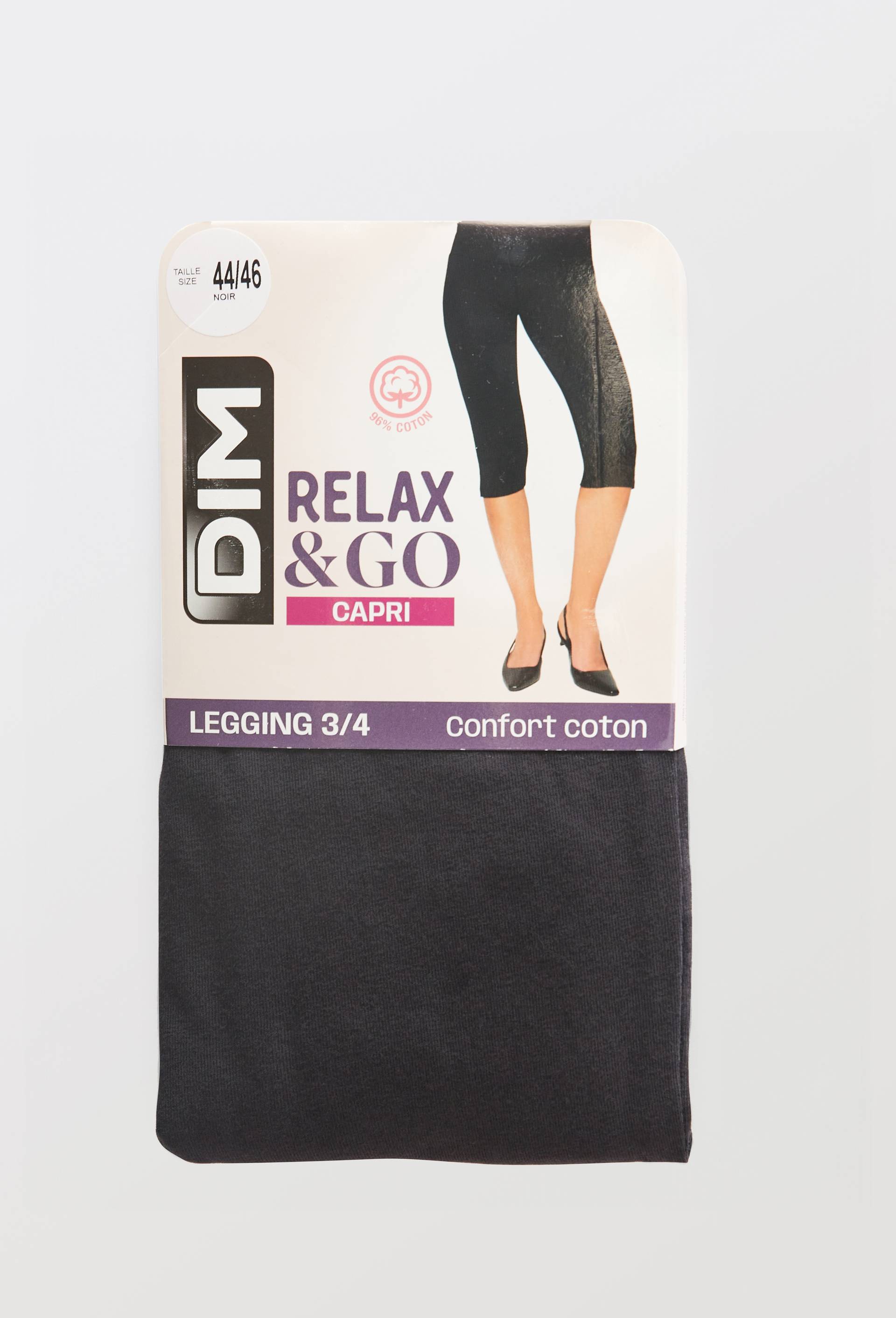 LEGGING 3/4 CONFORT COTON DIM, Noir, large image number 2.0