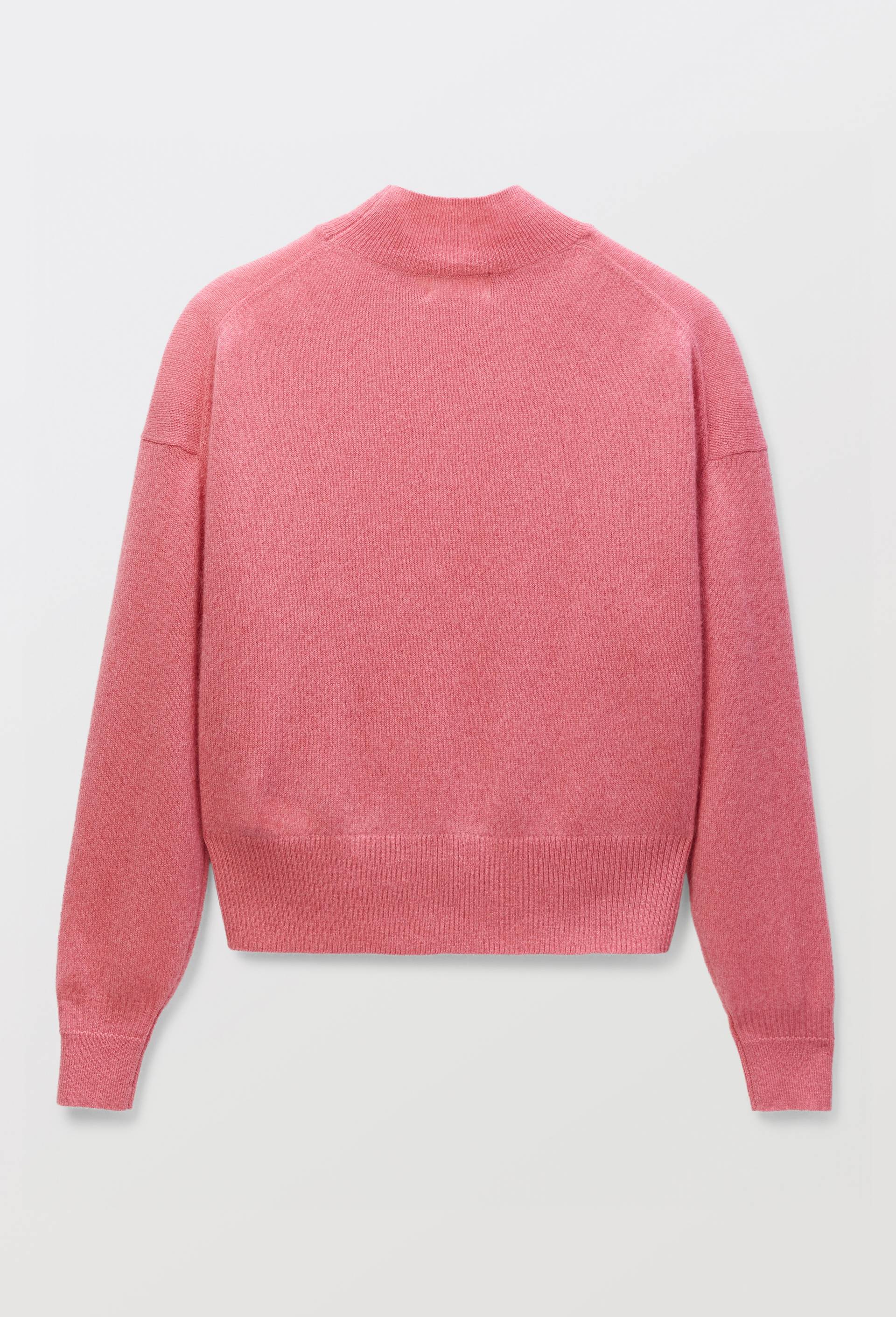 Pull uni court col montant en 100% cachemire, Rose, large image number 3.0