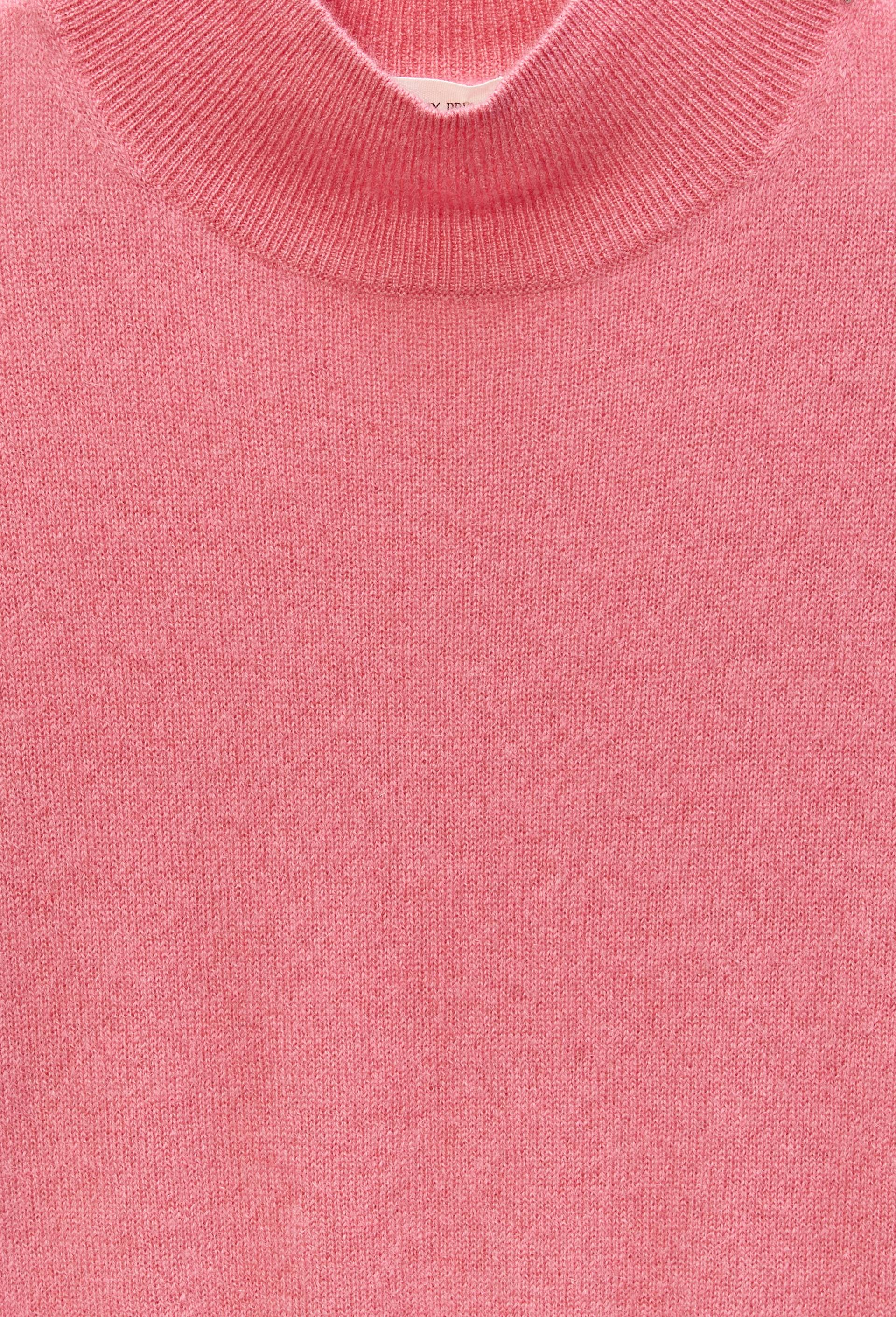 Pull uni court col montant en 100% cachemire, Rose, large image number 4