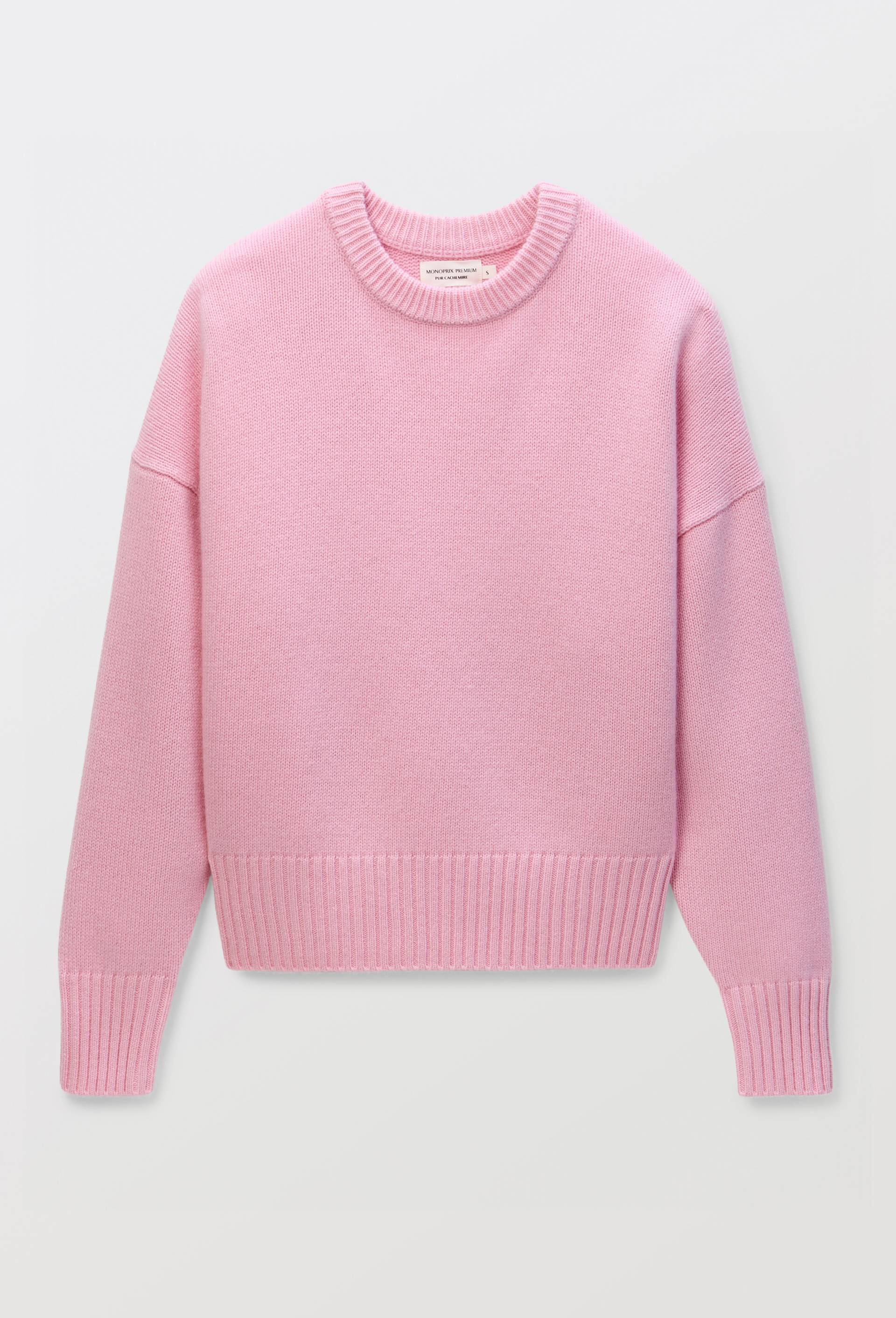 Pull uni col rond ample en 100% cachemire, Rose, large image number 2.0