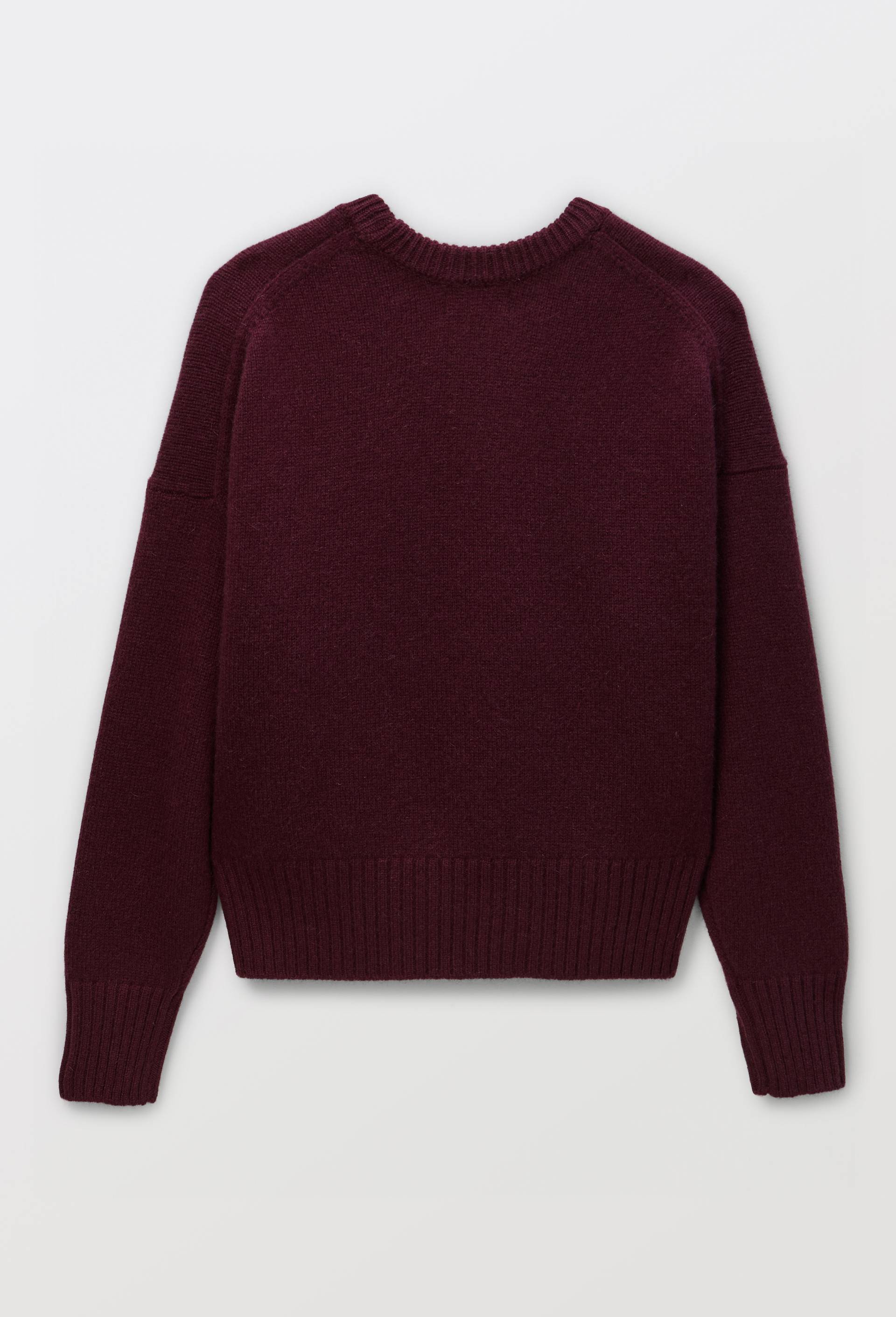 Pull uni col rond ample en 100% cachemire, Rouge fonc&eacute;, large image number 3