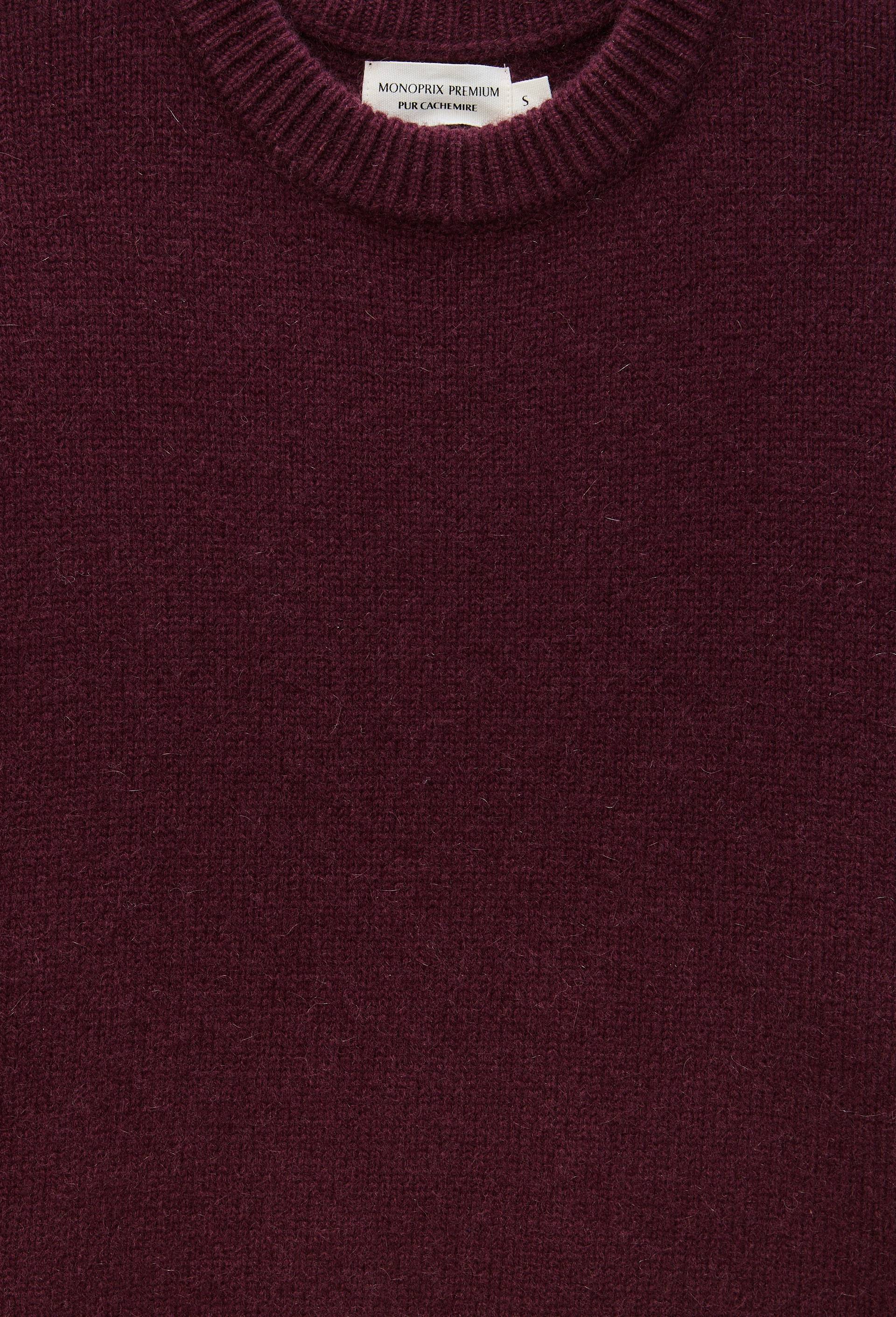 Pull uni col rond ample en 100% cachemire, Rouge fonc&eacute;, large image number 4