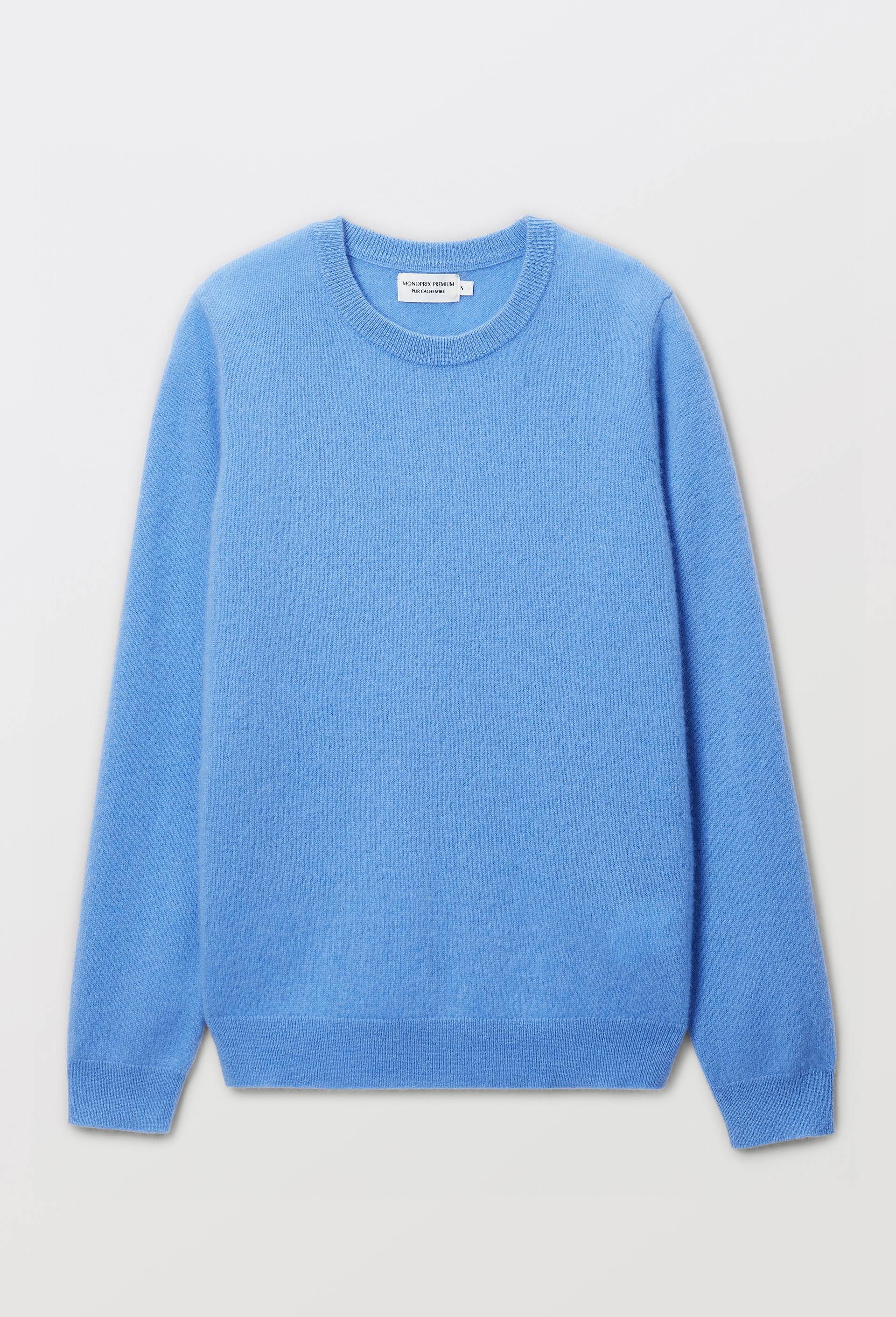 Pull uni col rond en 100% cachemire, Bleu, large image number 2