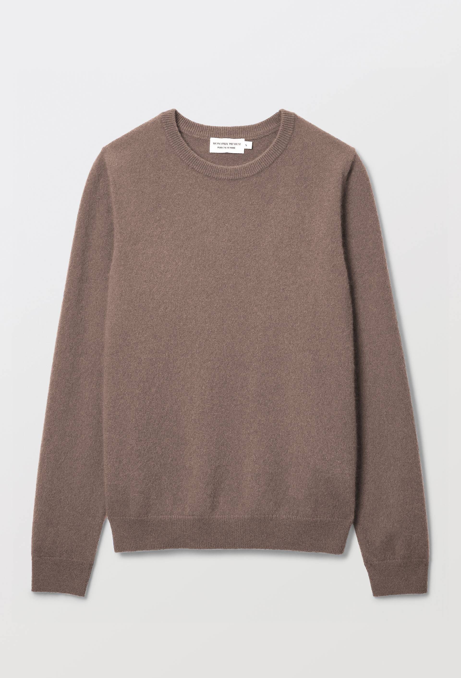 Pull uni col rond en 100% cachemire, Brun, large image number 3