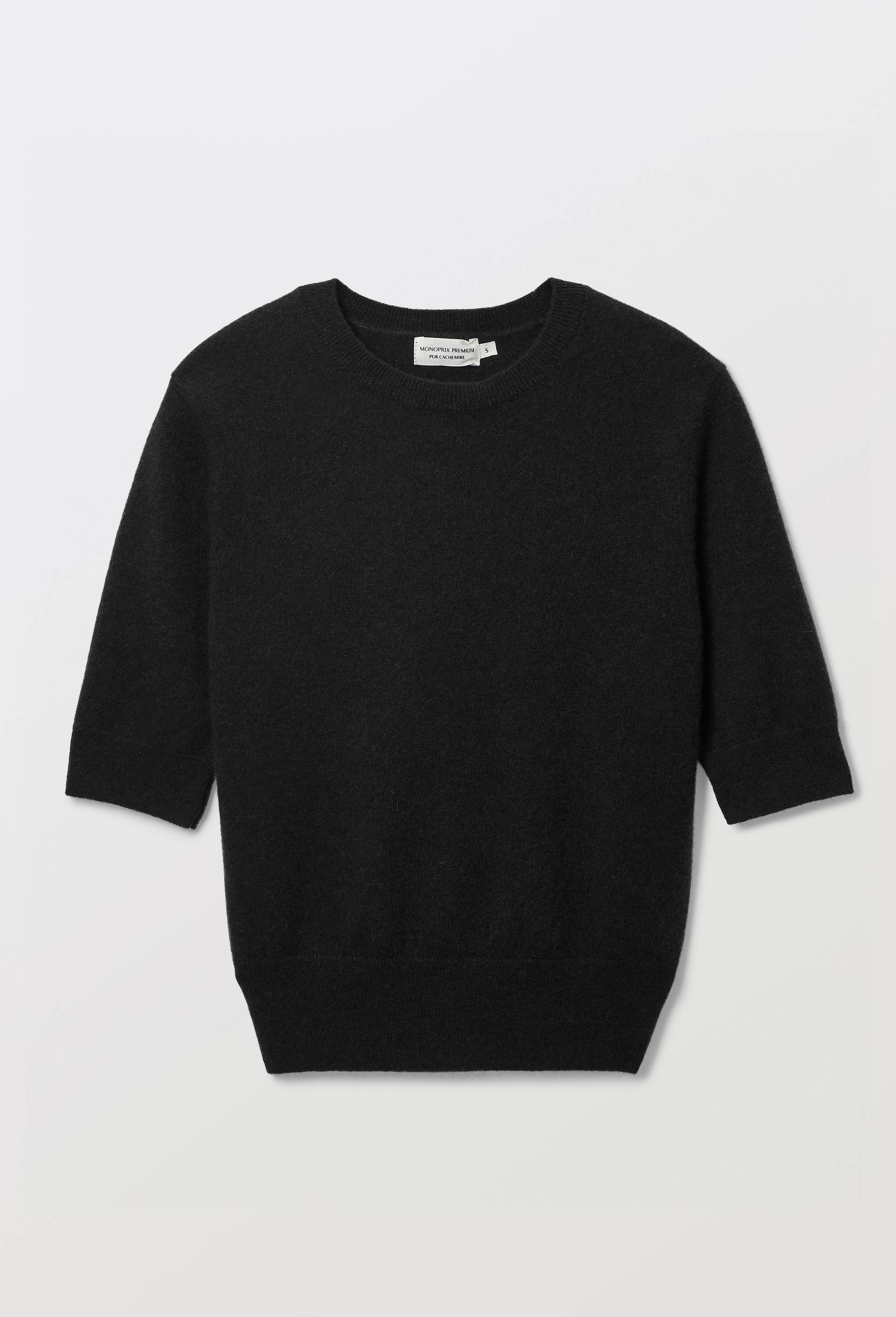 Pull uni manches courtes en 100% cachemire, Noir, large image number 3.0
