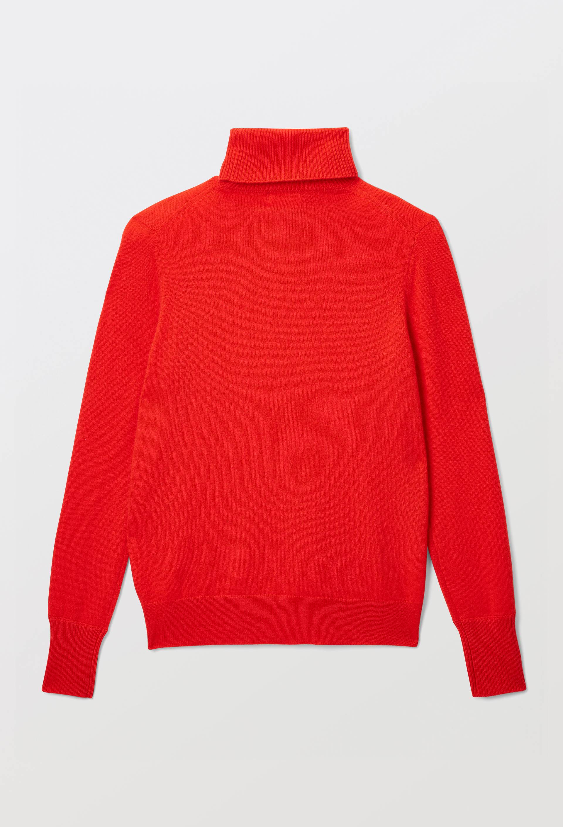 Pull uni col roul&eacute; en 100% cachemire, Rouge, large image number 3