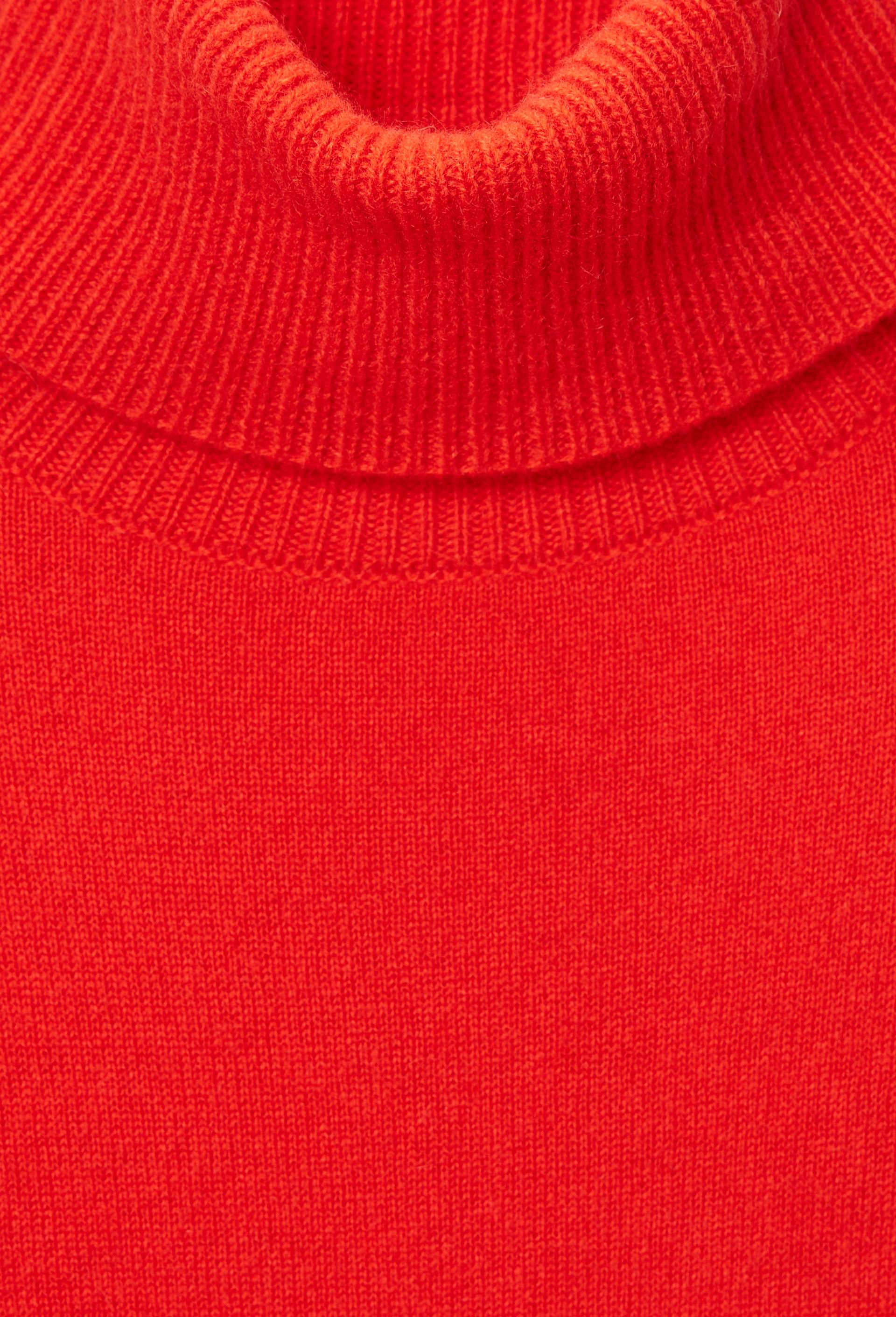 Pull uni col roul&eacute; en 100% cachemire, Rouge, large image number 4