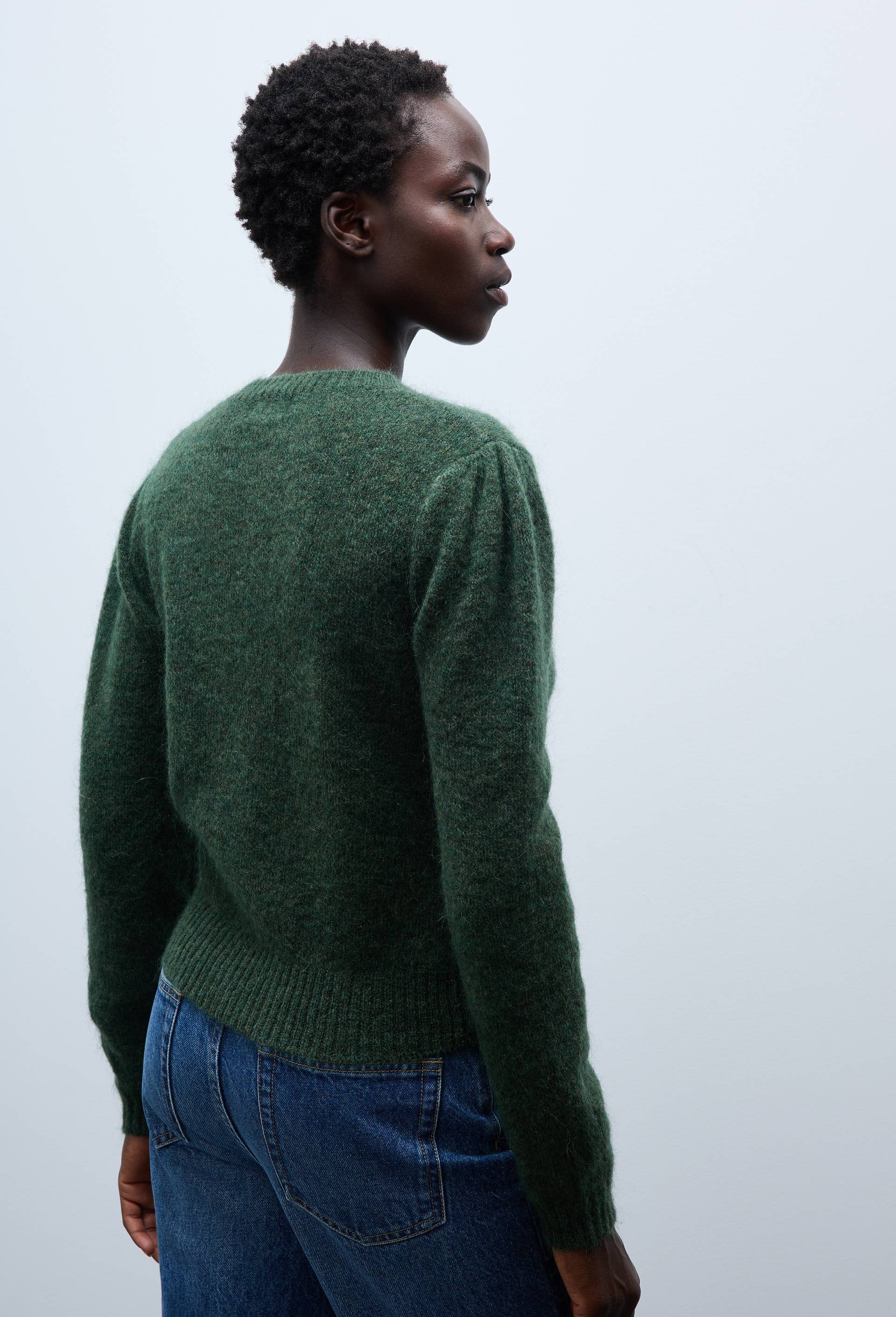 Cardigan manches coudes contenant du mohair, Vert fonc&eacute;, large image number 1