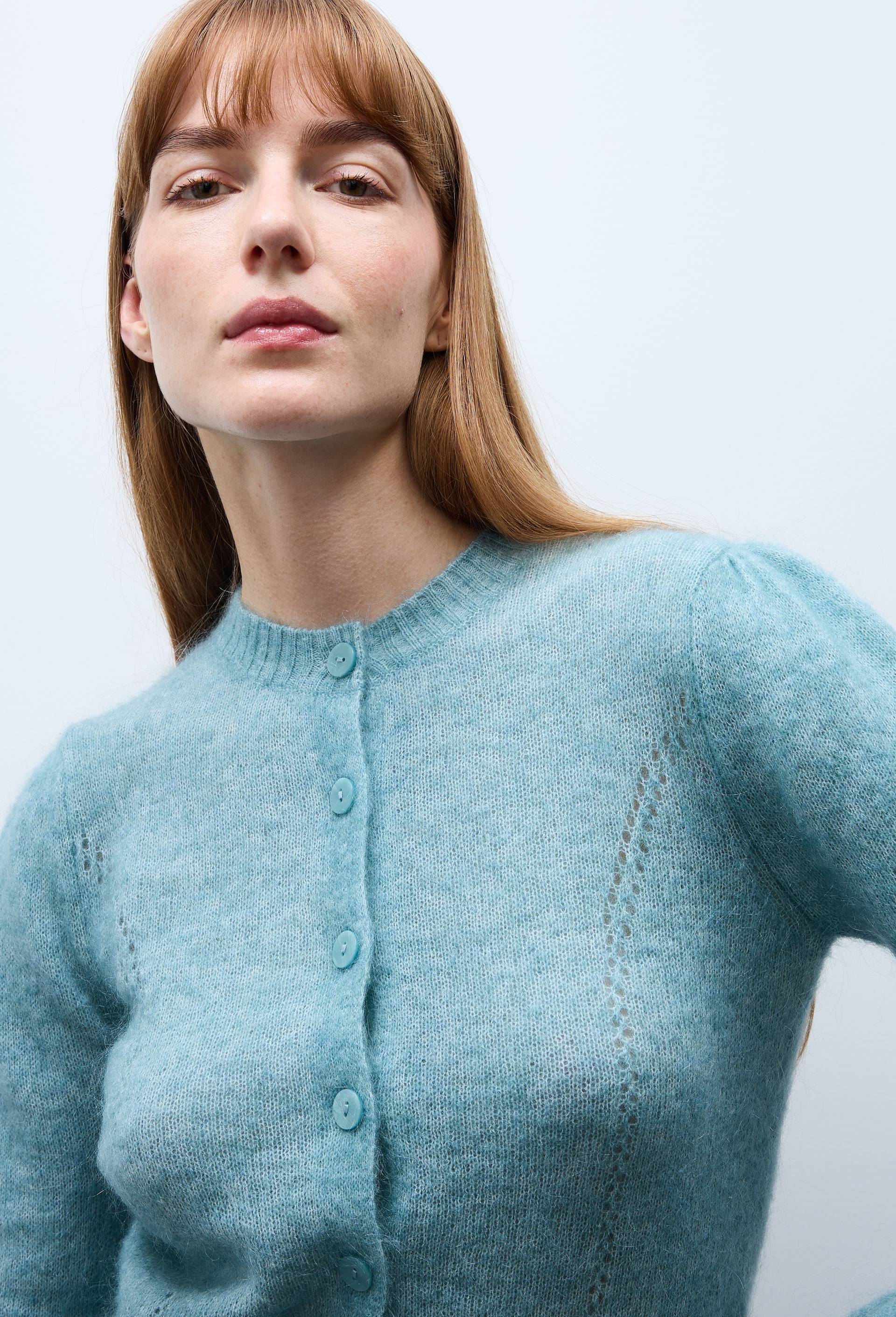 Cardigan manches coudes contenant du mohair, Vert, large image number 1