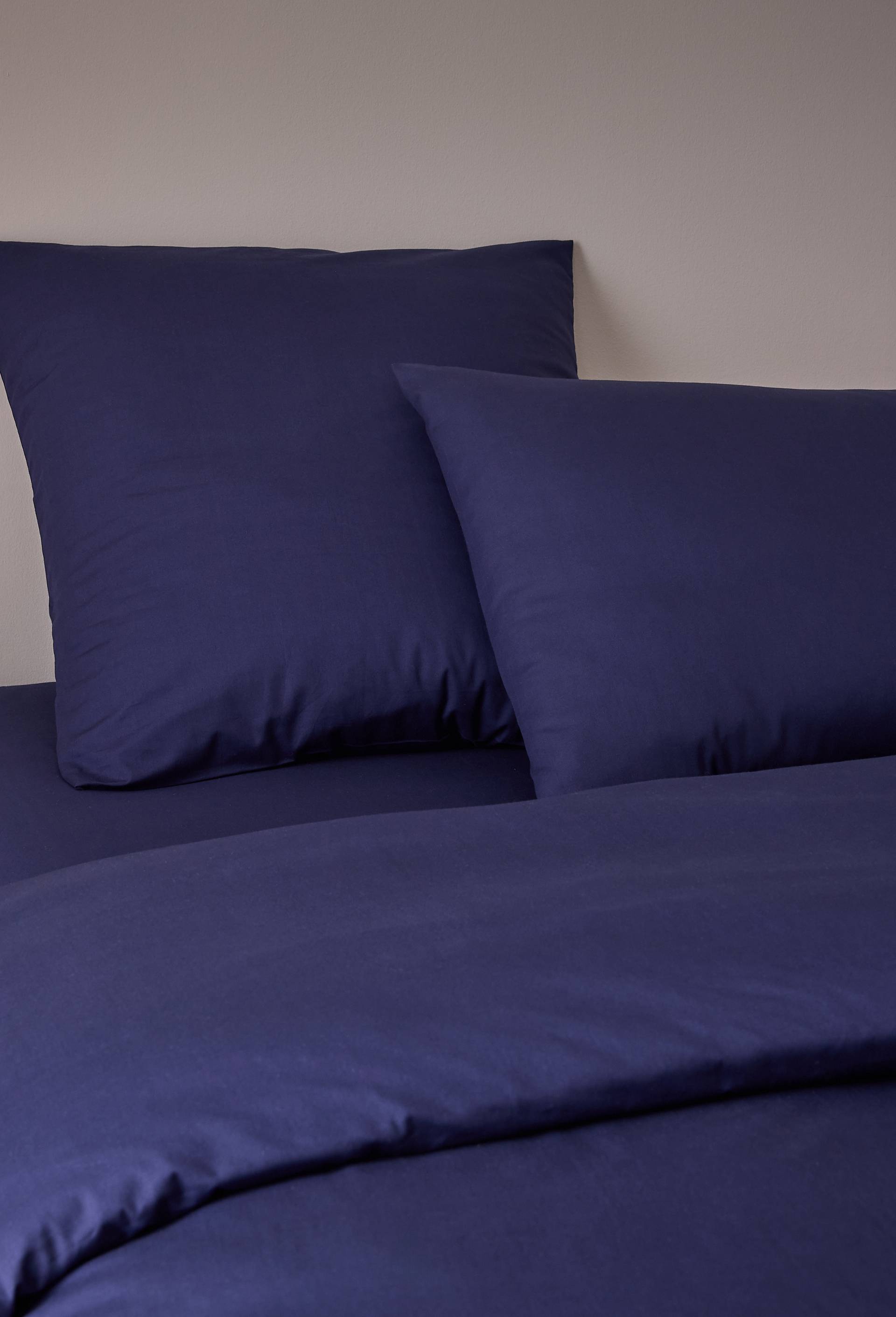 Taie oreiller unie, percale de coton, 100% coton bio GOTS, Bleu fonc&eacute;, large image number 0.0