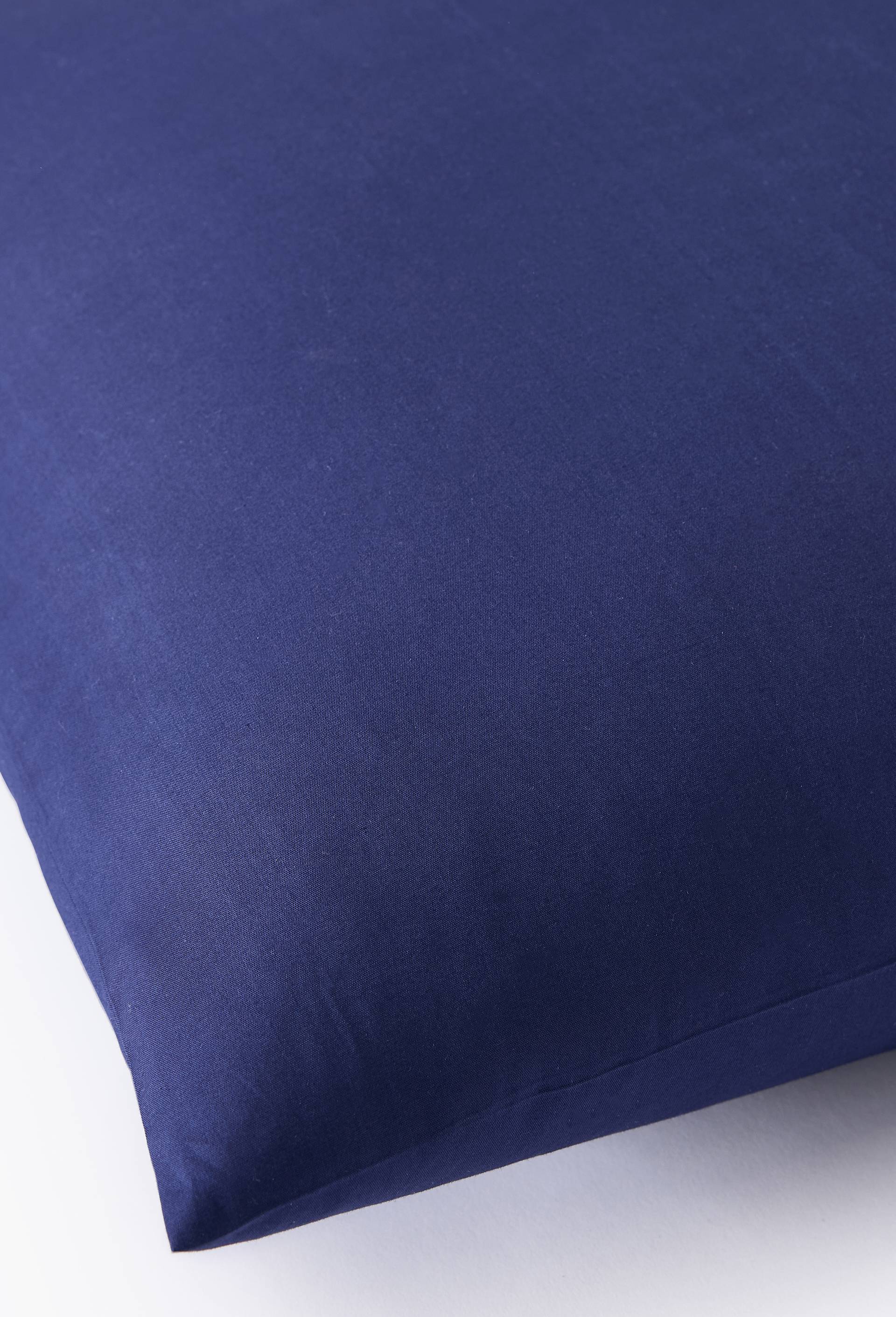 Taie oreiller unie, percale de coton, 100% coton bio GOTS, Bleu fonc&eacute;, large image number 3.0
