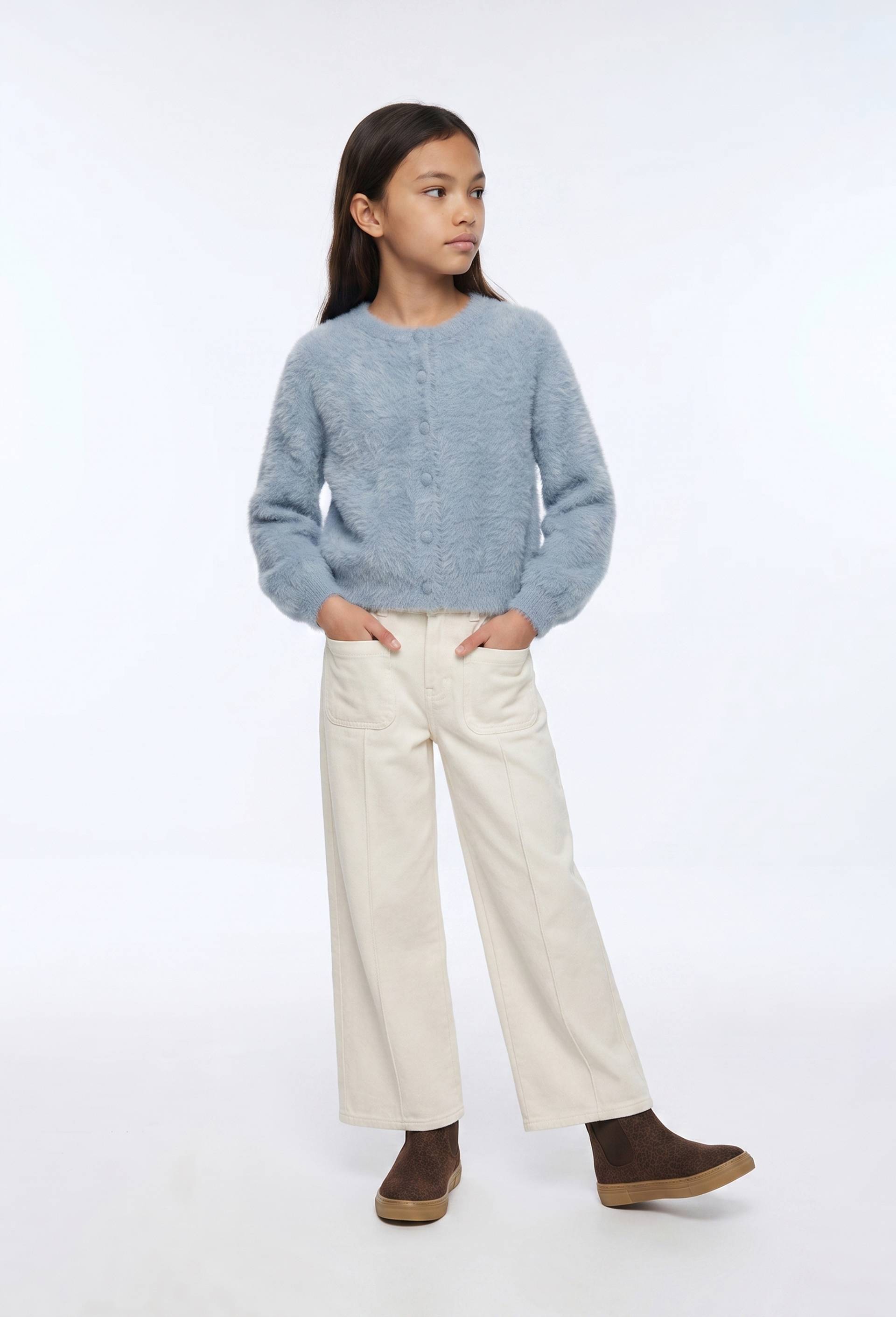Cardigan duveteux uni, Bleu, large image number 0