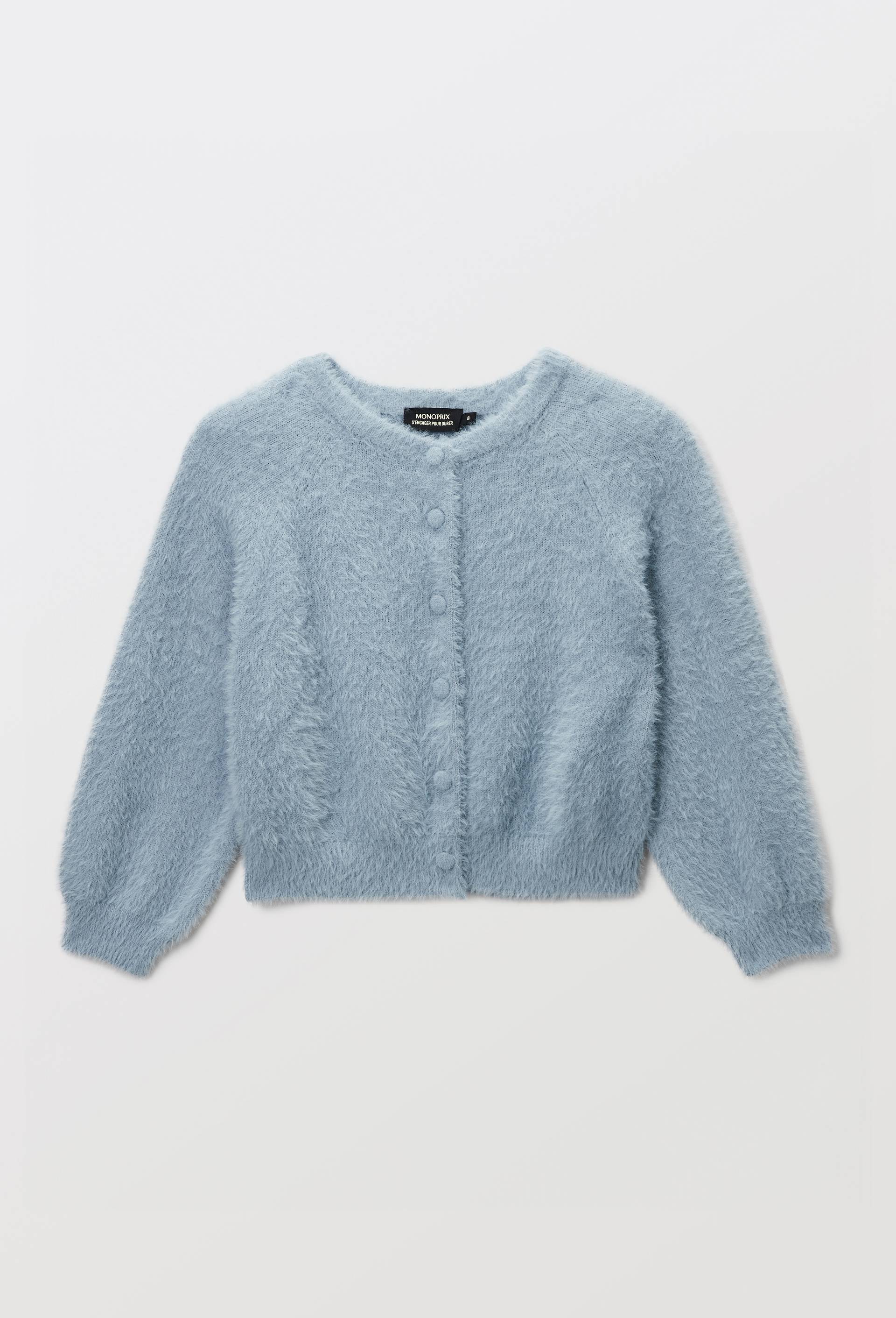 Cardigan duveteux uni, Bleu, large image number 1.0
