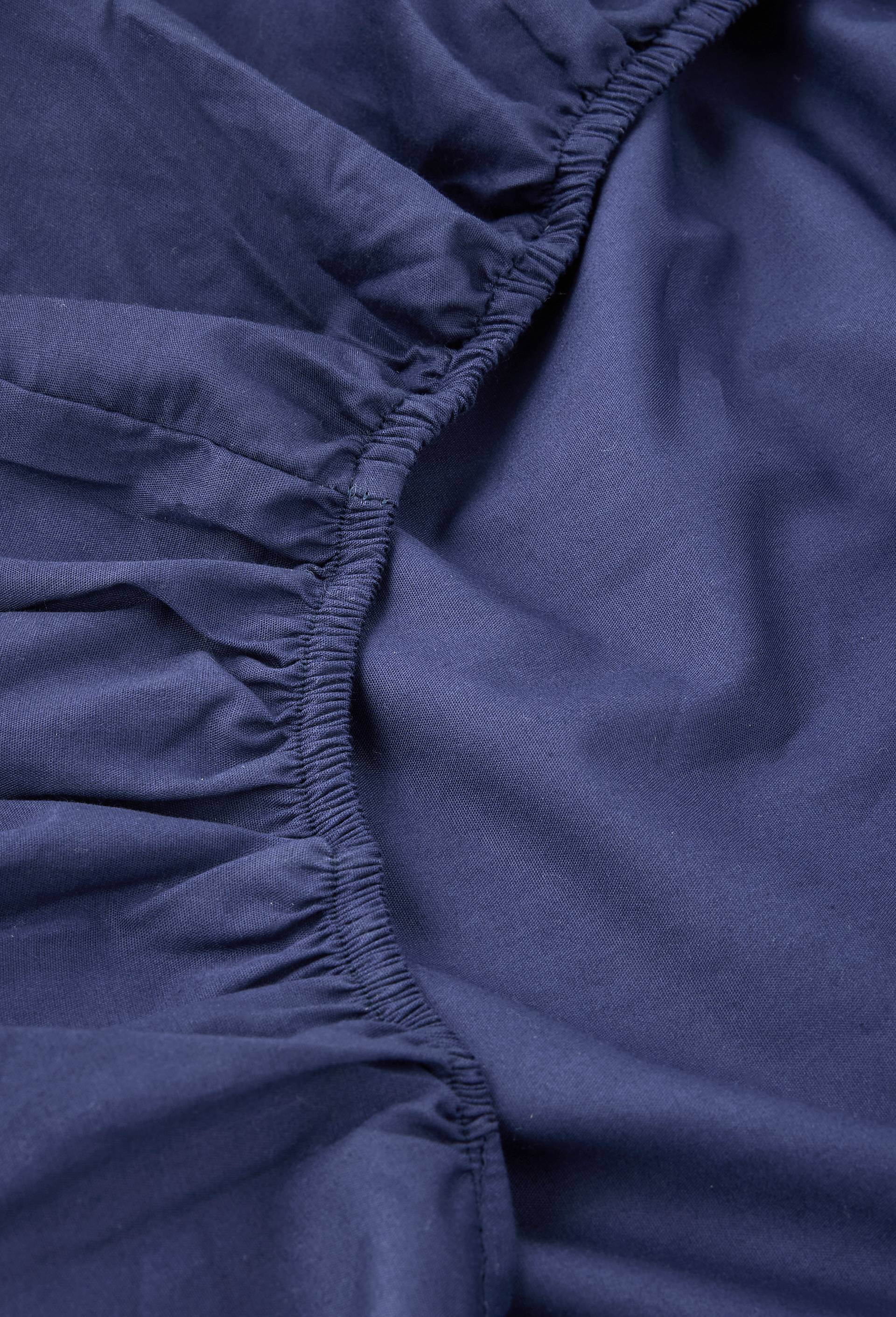 Drap housse uni, percale de coton, 100% coton bio GOTS, Bleu fonc&eacute;, large image number 1.0