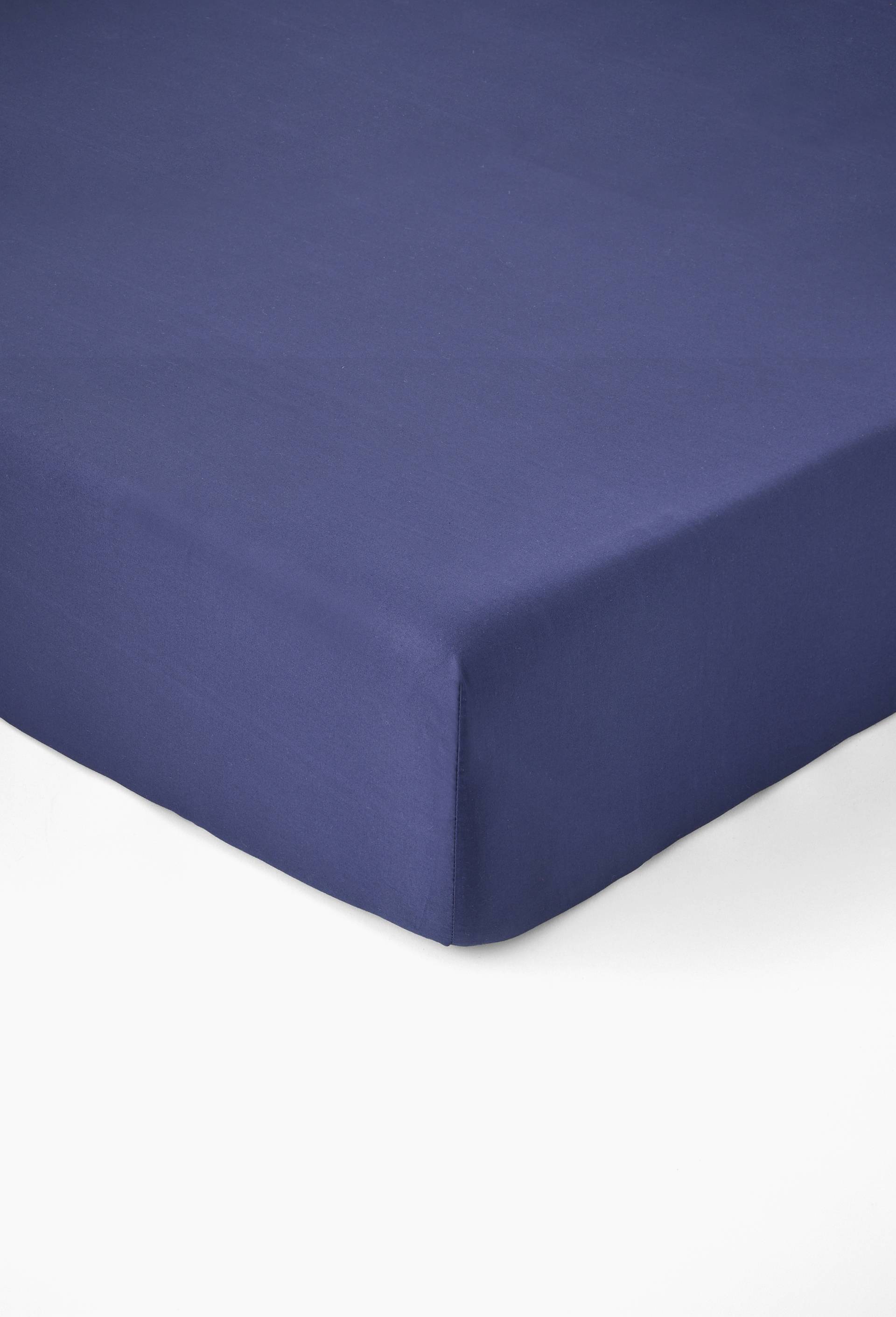 Drap housse, percale de coton, 100% coton bio GOTS, Bleu fonc&eacute;, large image number 0.0