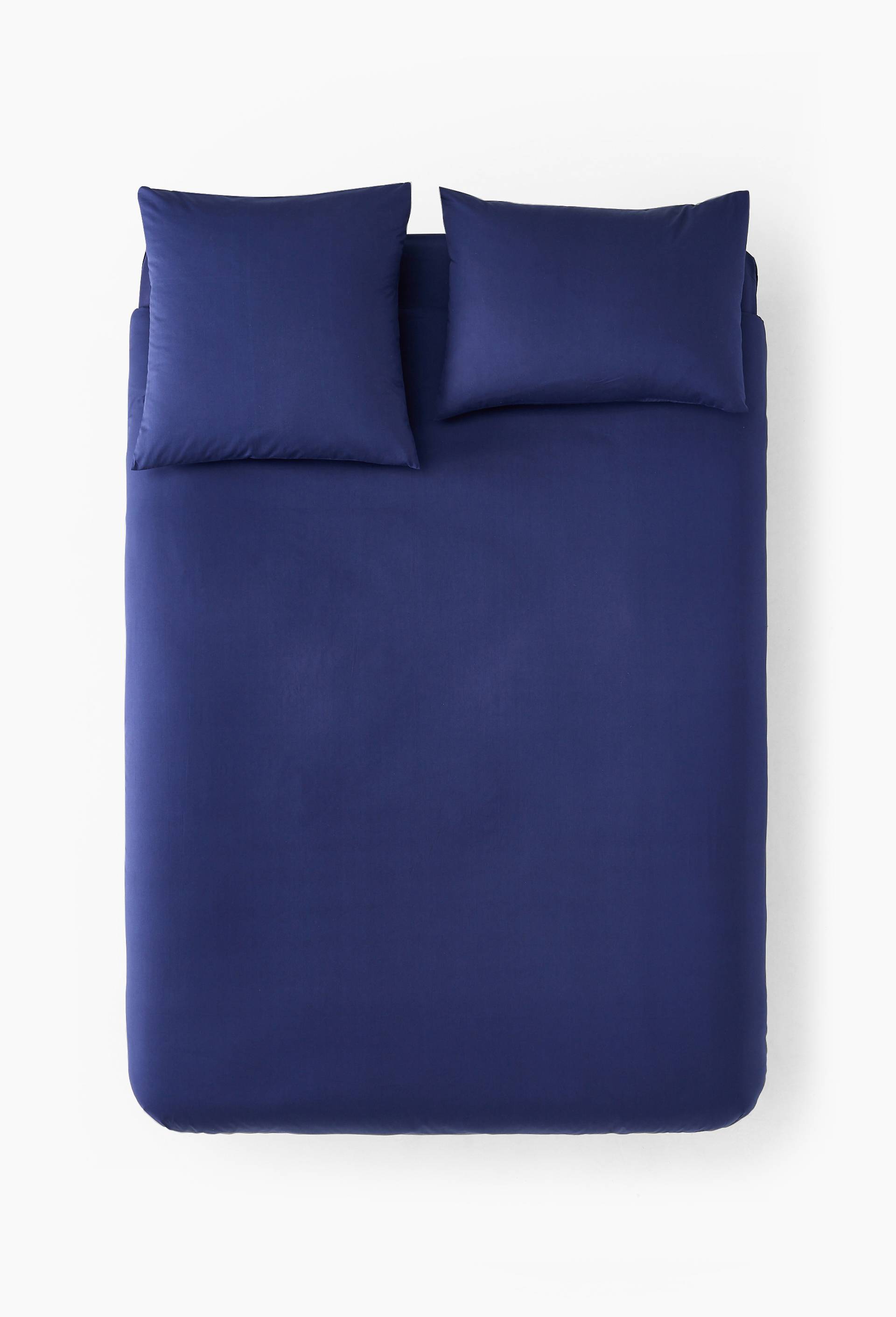 Housse de couette unie, percale de coton, 100% coton bio GOTS, Bleu fonc&eacute;, large image number 1.0