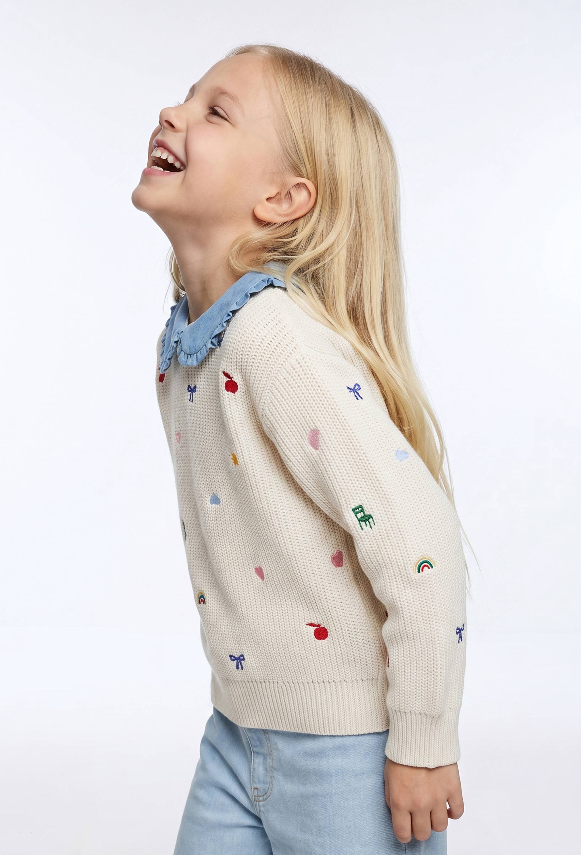 SWEAT DENIM BROD, Beige clair, large image number 0.0