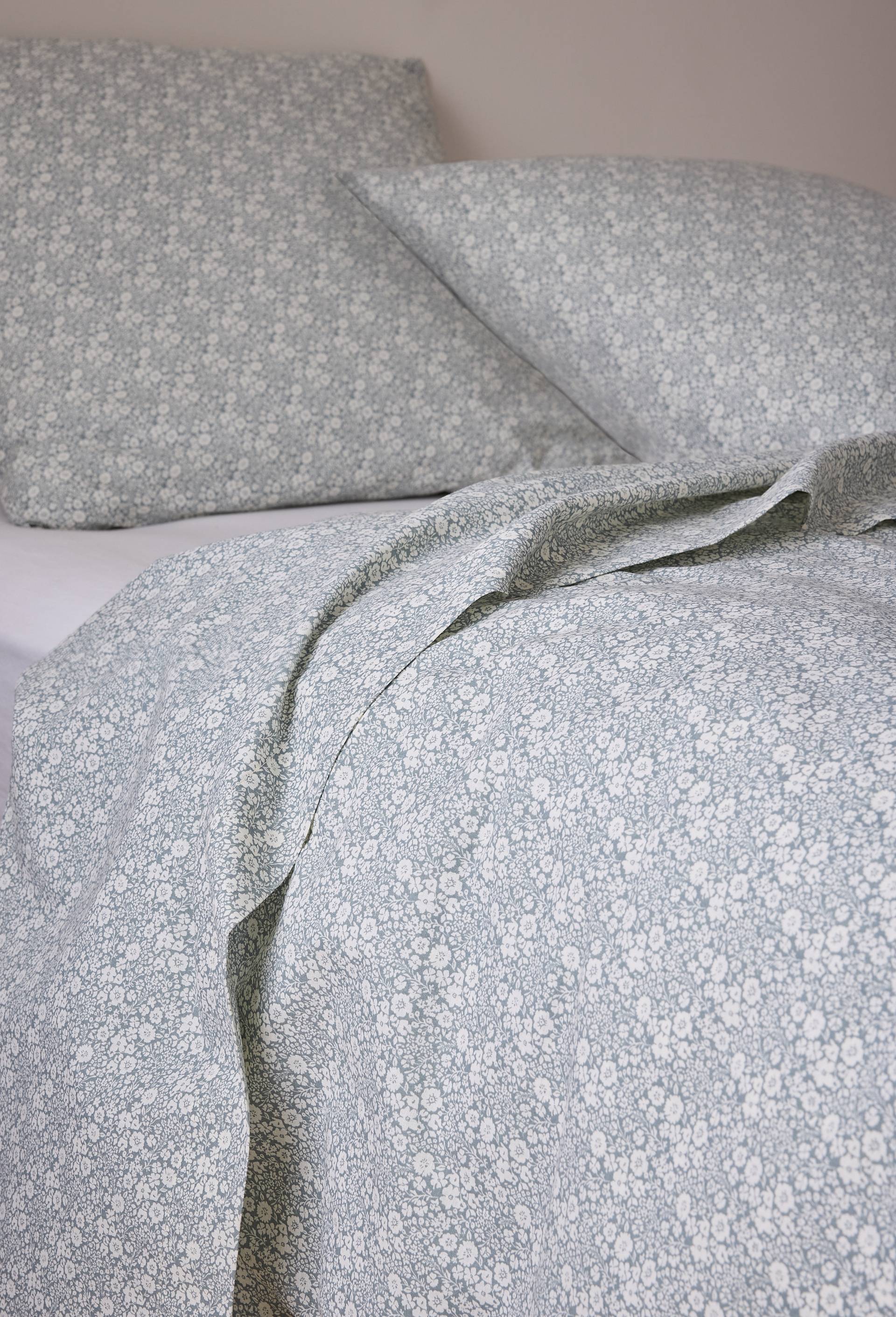 Drap plat imprim&eacute;, 100% coton bio GOTS, Vert clair, large image number 0.0