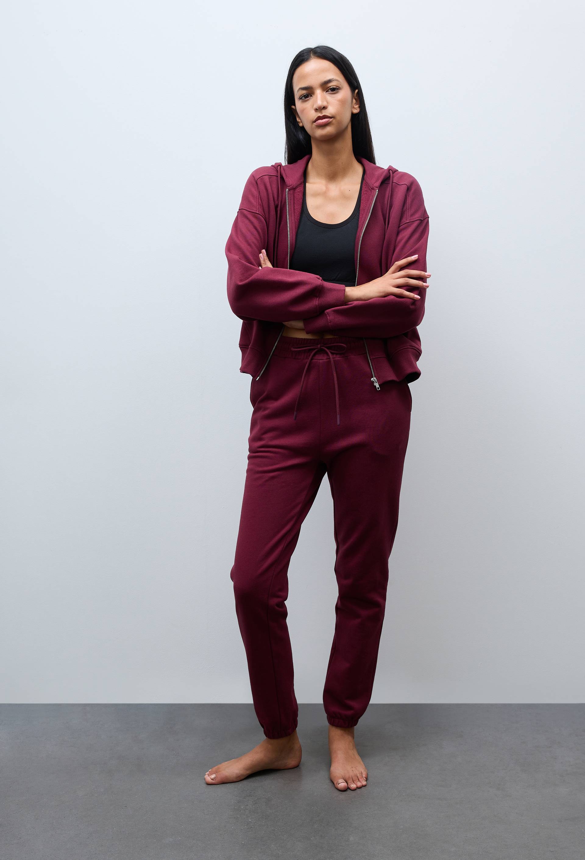 Pantalon de jogging en molleton de coton BIO GOTS, Rouge fonc&eacute;, swatch image