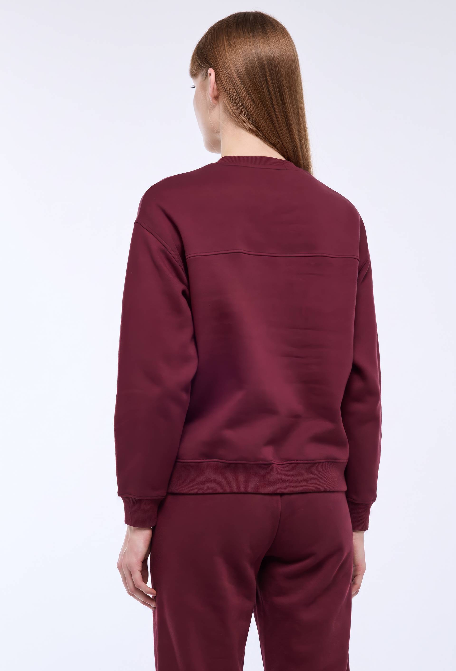 Pull uni en molleton de coton bio GOTS, Rouge fonc&eacute;, large image number 1