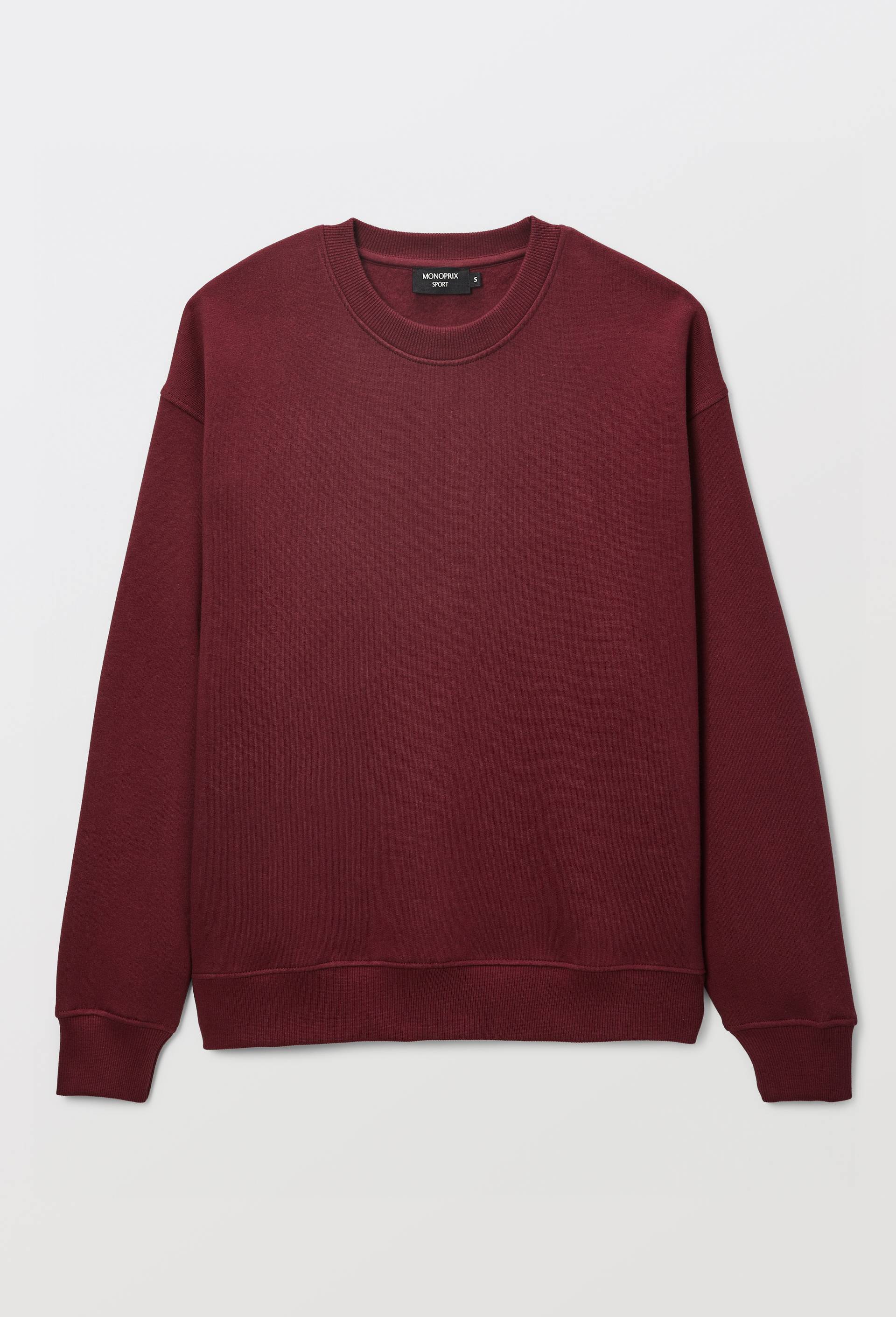 Pull uni en molleton de coton bio GOTS, Rouge fonc&eacute;, large image number 2