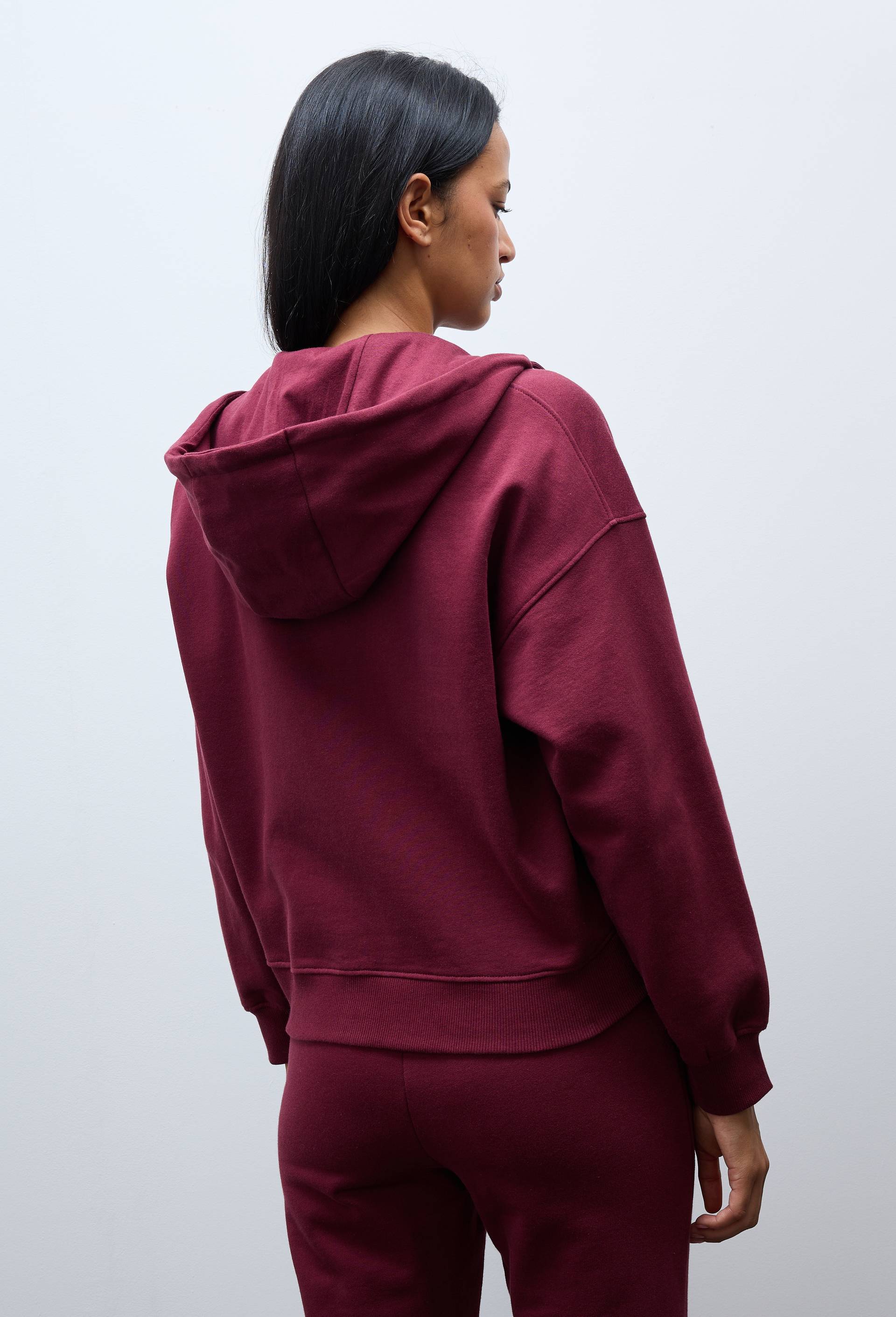 Sweat zipp&eacute; &agrave; capuche en molleton de coton BIO GOTS, Rouge fonc&eacute;, large image number 1
