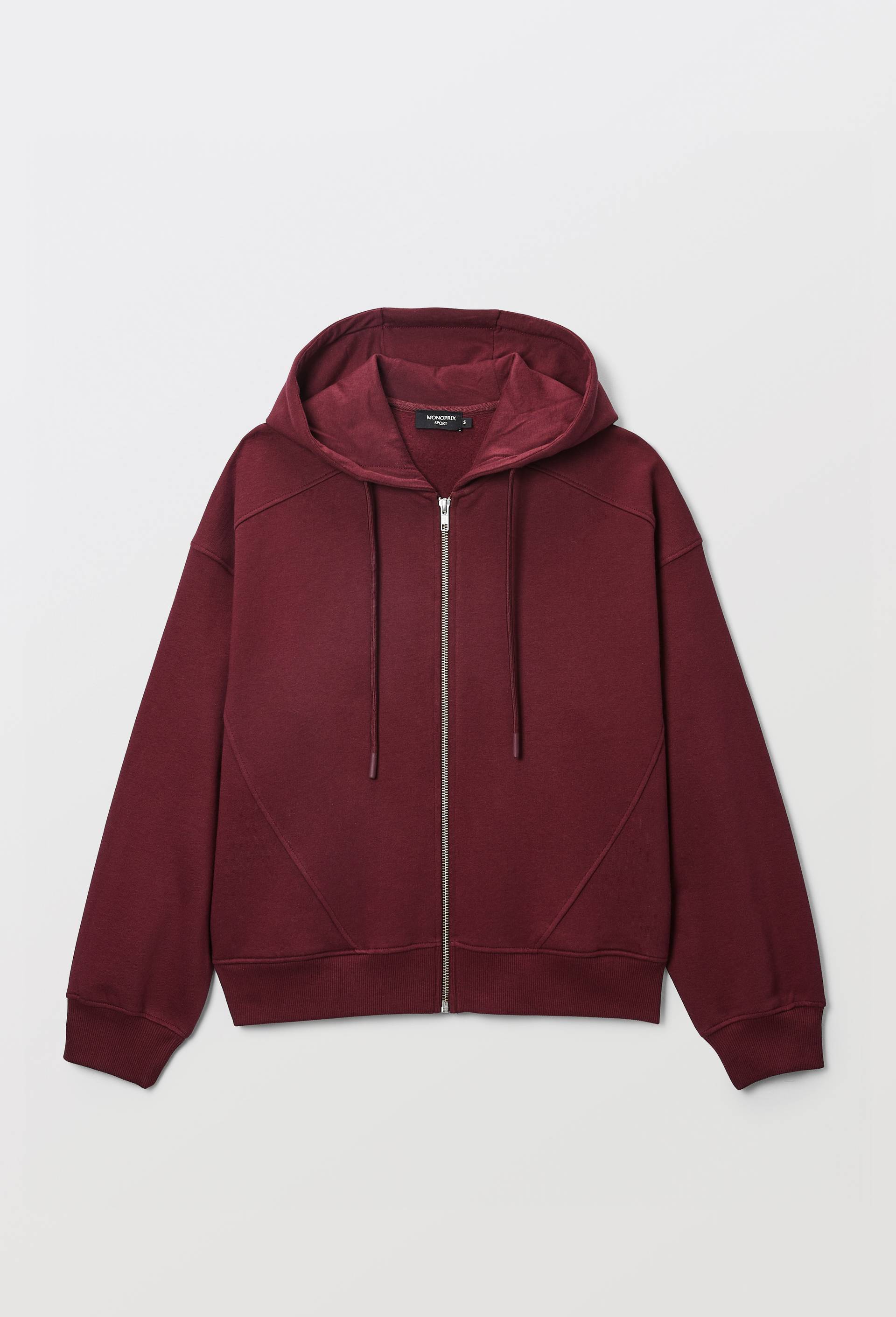 Sweat zipp&eacute; &agrave; capuche en molleton de coton BIO GOTS, Rouge fonc&eacute;, large image number 2