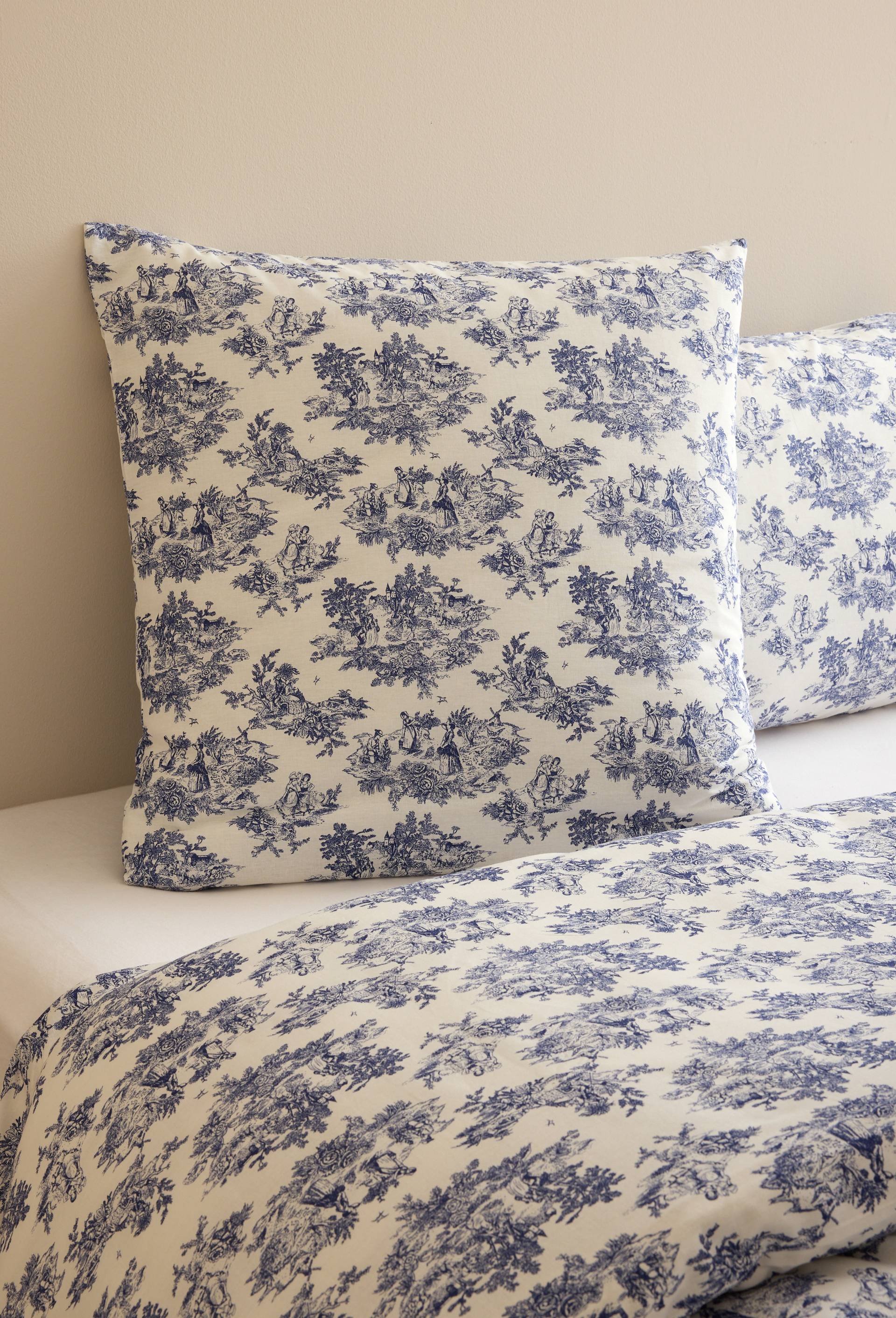 Taie oreiller imprim&eacute;, 100% coton bio GOTS, Bleu fonc&eacute;, large image number 0.0