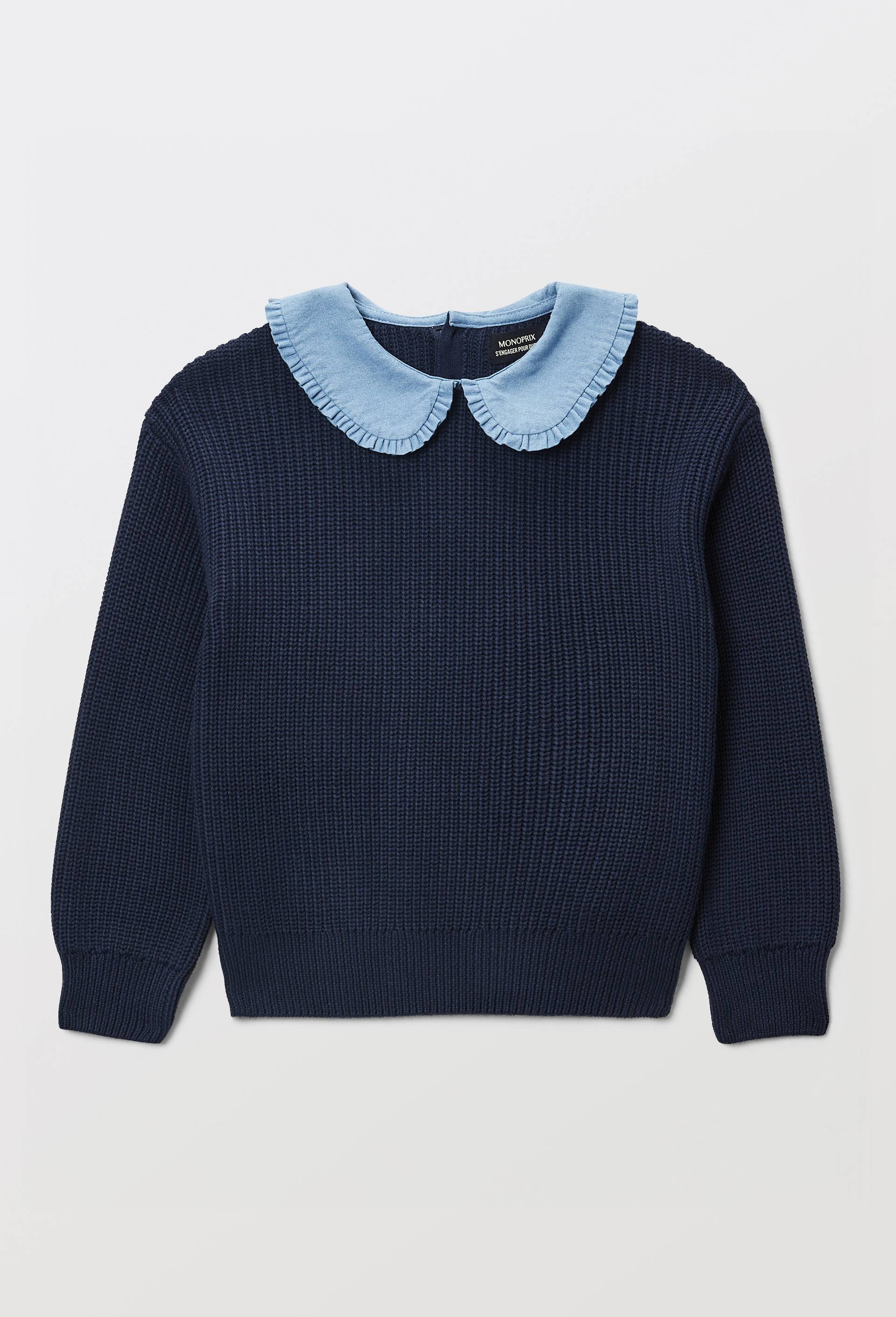 SWEAT UNI COL, Bleu fonc&eacute;, large image number 1