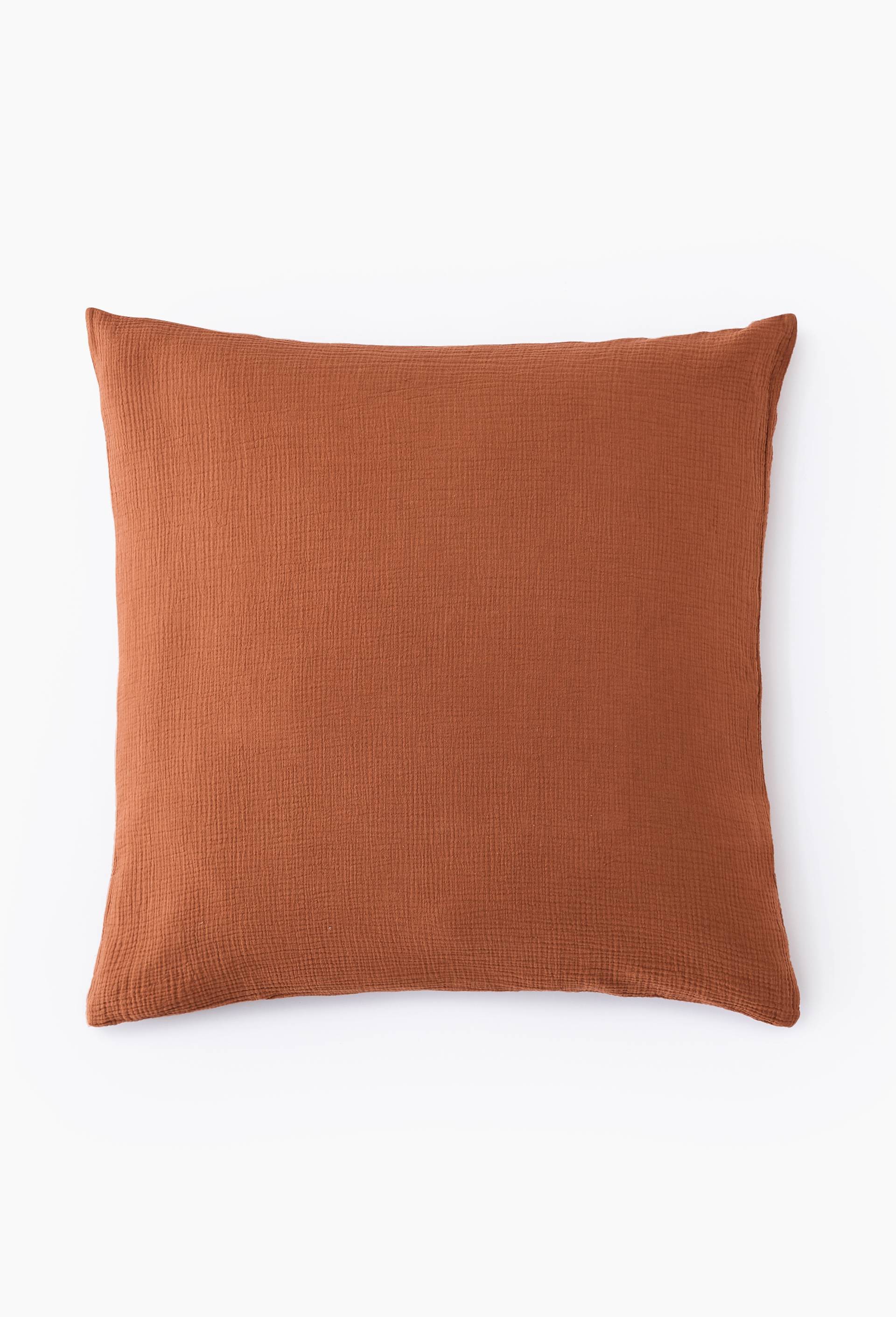 Taie oreiller unie, gaze de coton, 100% coton bio GOTS, Brun, large image number 2.0