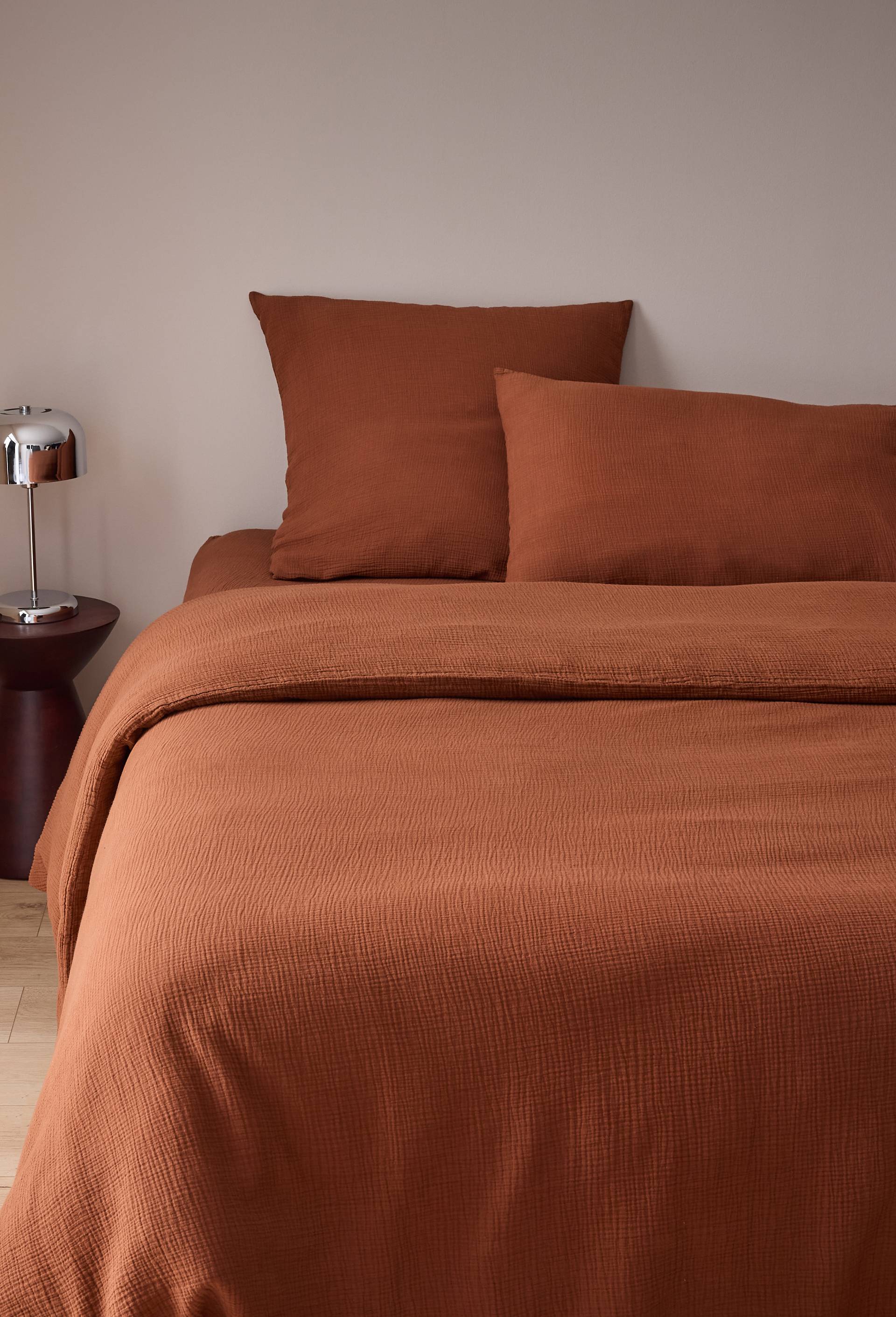 Housse de couette unie, gaze de coton, 100% coton bio GOTS, Brun, large image number 0.0