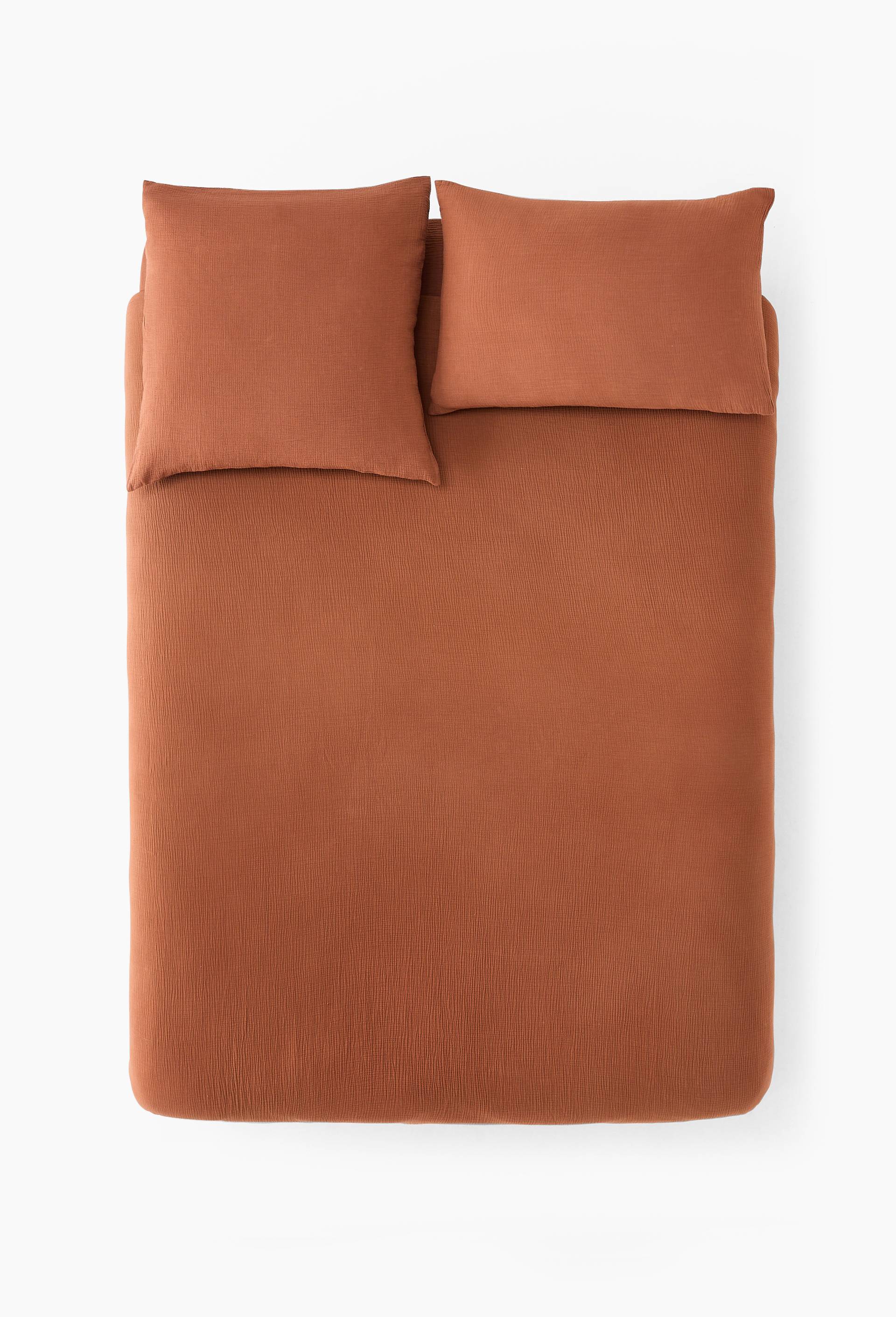 Housse de couette unie, gaze de coton, 100% coton bio GOTS, Brun, large image number 1