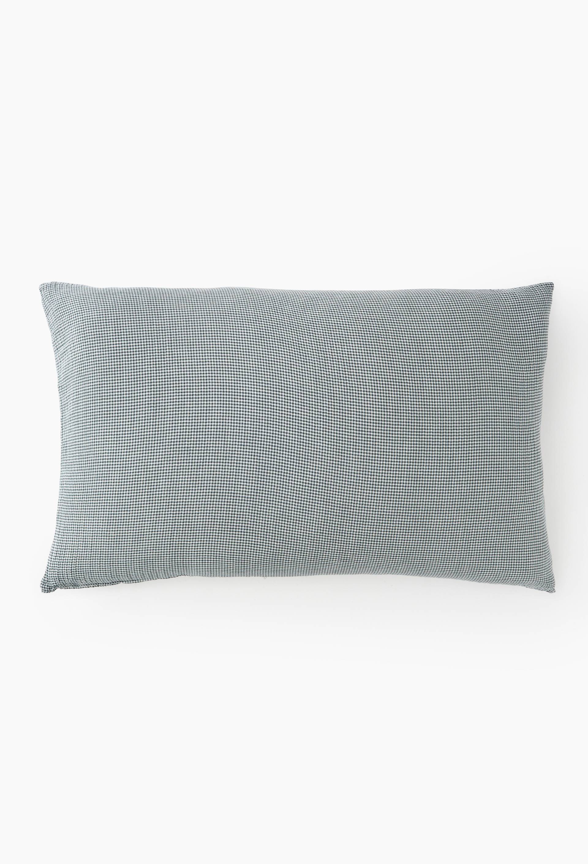 Taie oreiller vichy, gaze de coton, 100% coton bio GOTS, Vert fonc&eacute;, large image number 1