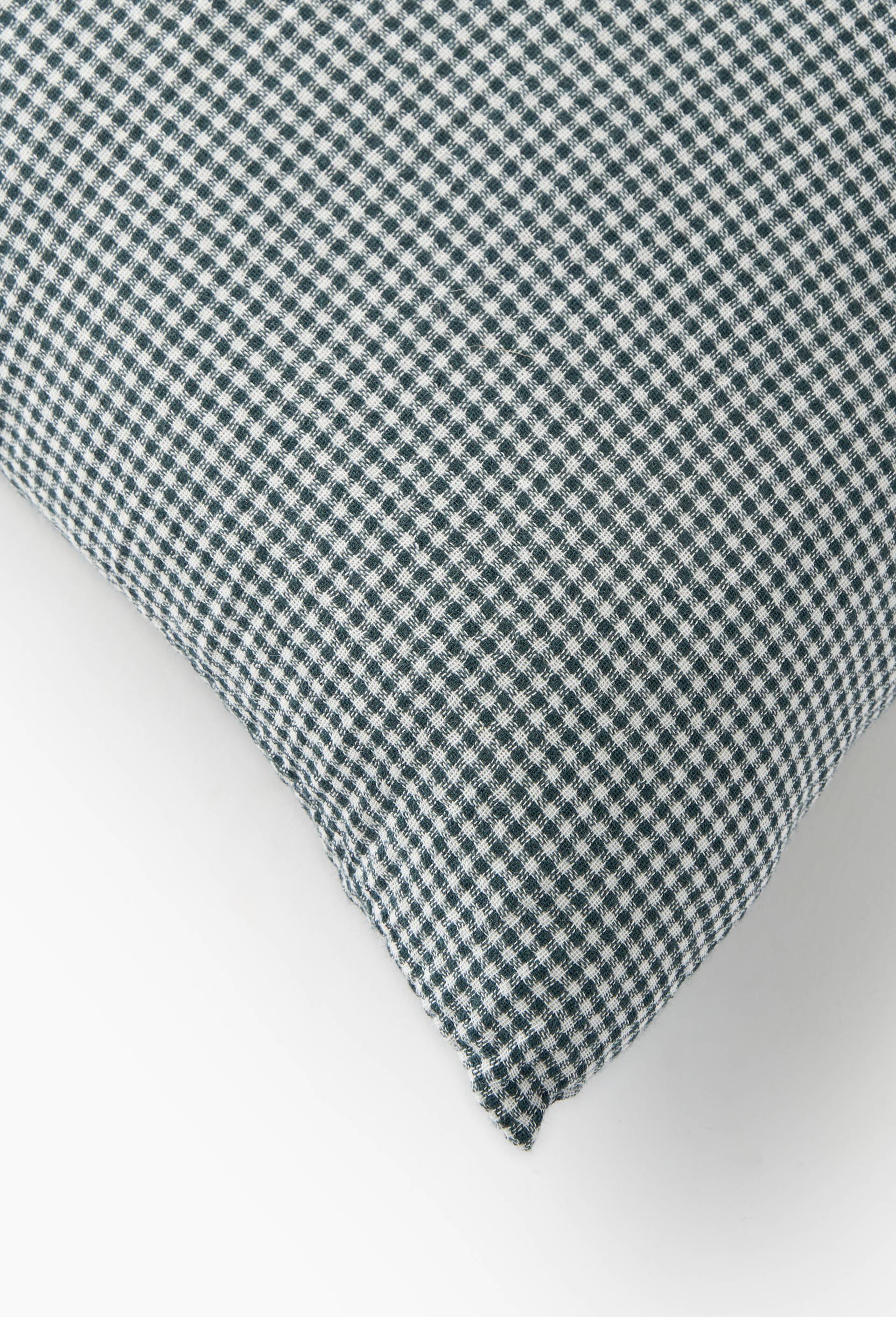 Taie oreiller vichy, gaze de coton, 100% coton bio GOTS, Vert fonc&eacute;, large image number 2.0